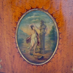 Antique Adam Decorated Rose & Satinwood Inlay Demilune Credenza c1920