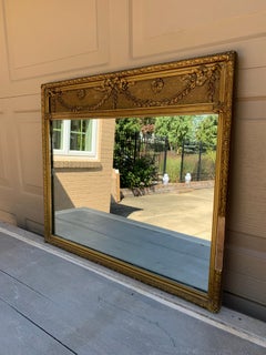 Antique Adam Style Neoclassical Giltwood Framed Wall Mirror