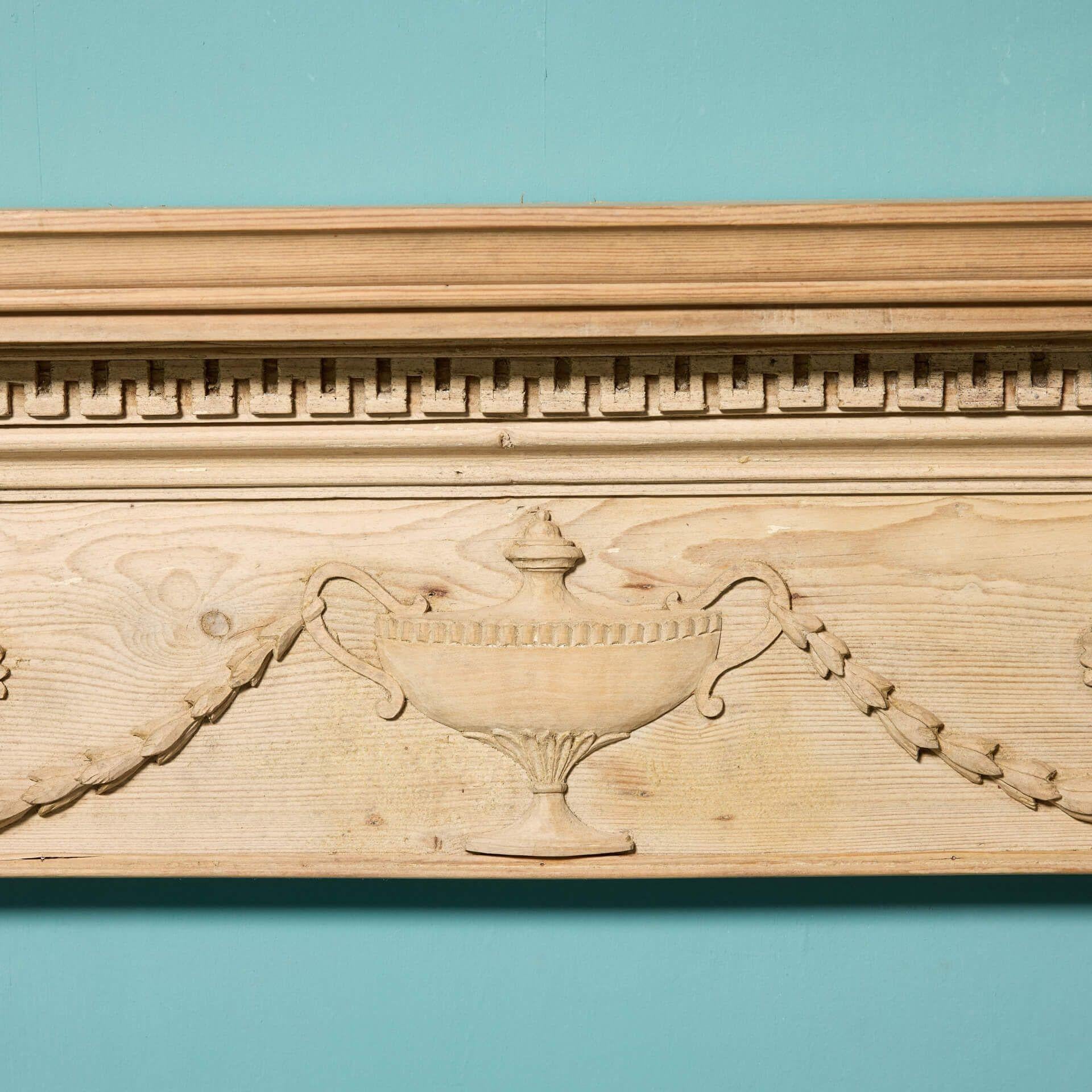 Hand-Crafted Antique Adam Style Pine Fire Surround For Sale