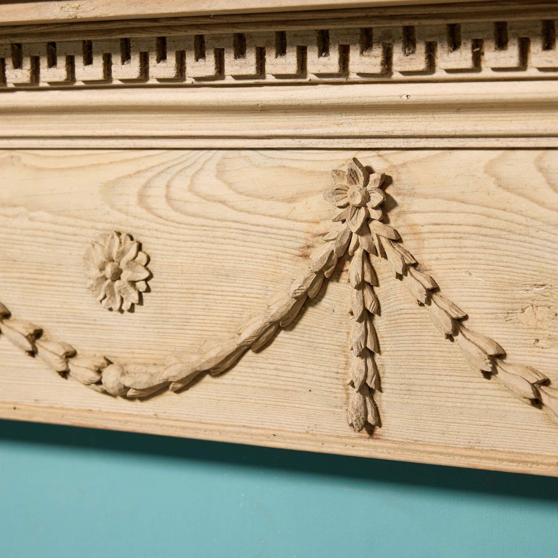 Antique Adam Style Pine Fire Surround In Fair Condition For Sale In Wormelow, Herefordshire