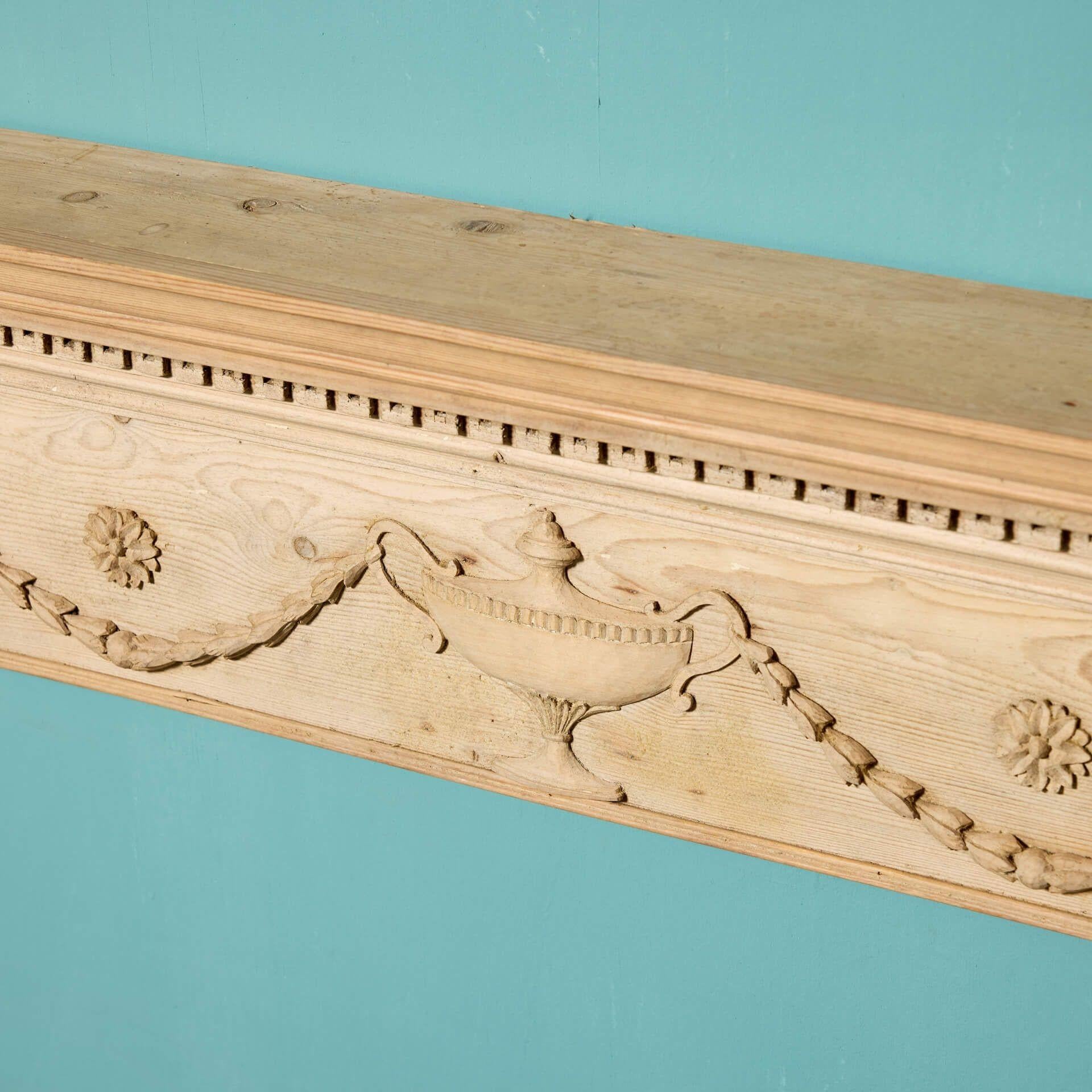 Wood Antique Adam Style Pine Fire Surround For Sale