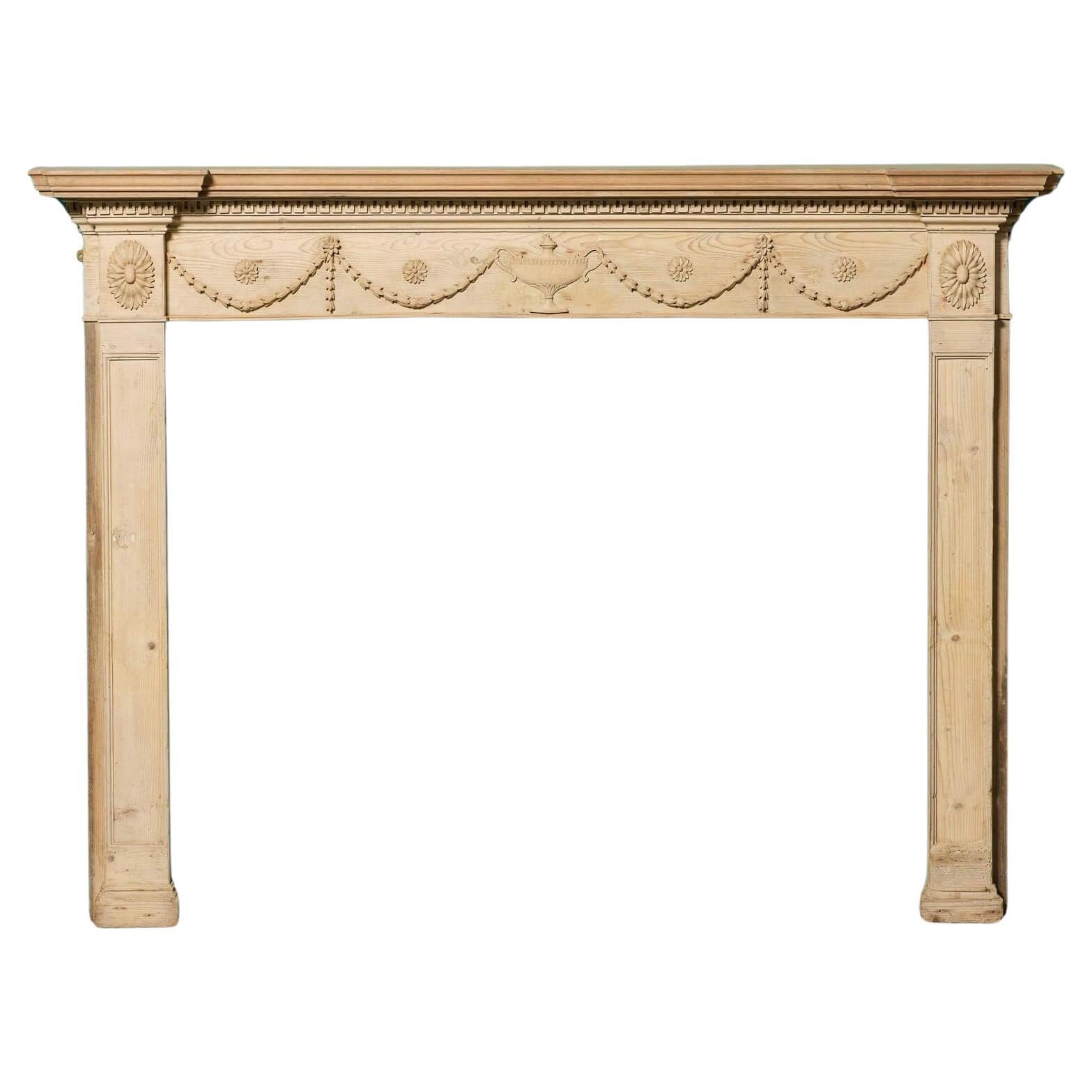 Antique Adam Style Pine Fire Surround For Sale