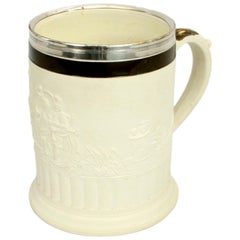 Antique Adam White Stoneware Tankart / Mug