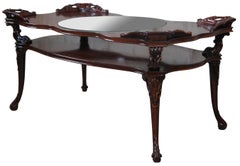 Antique Adams Always Louis XV Style Mahogany Tiered Coffee Table Glass Insert 41