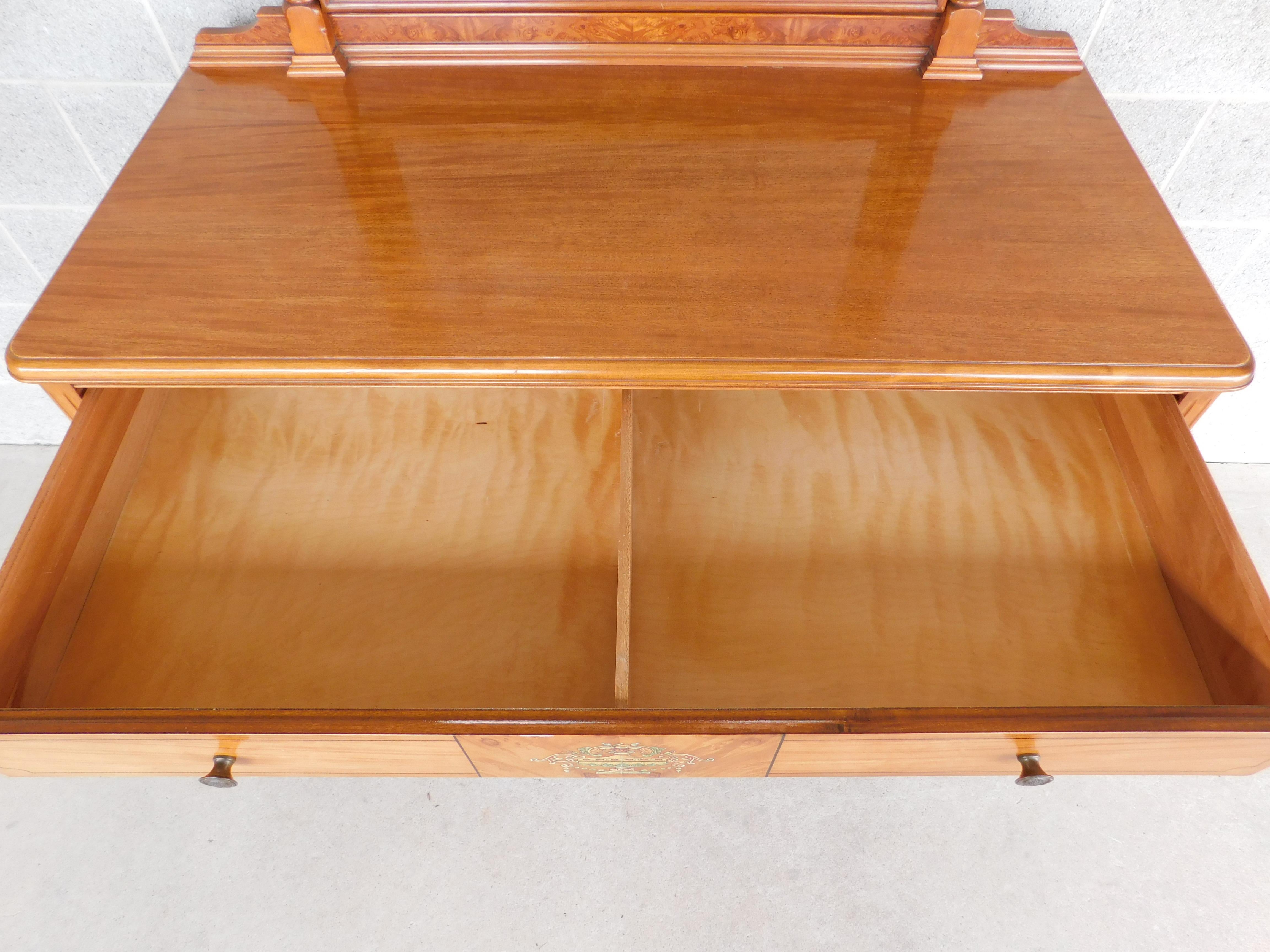 Antique Adams / Regency Style Satinwood Dresser & Mirror 44.5