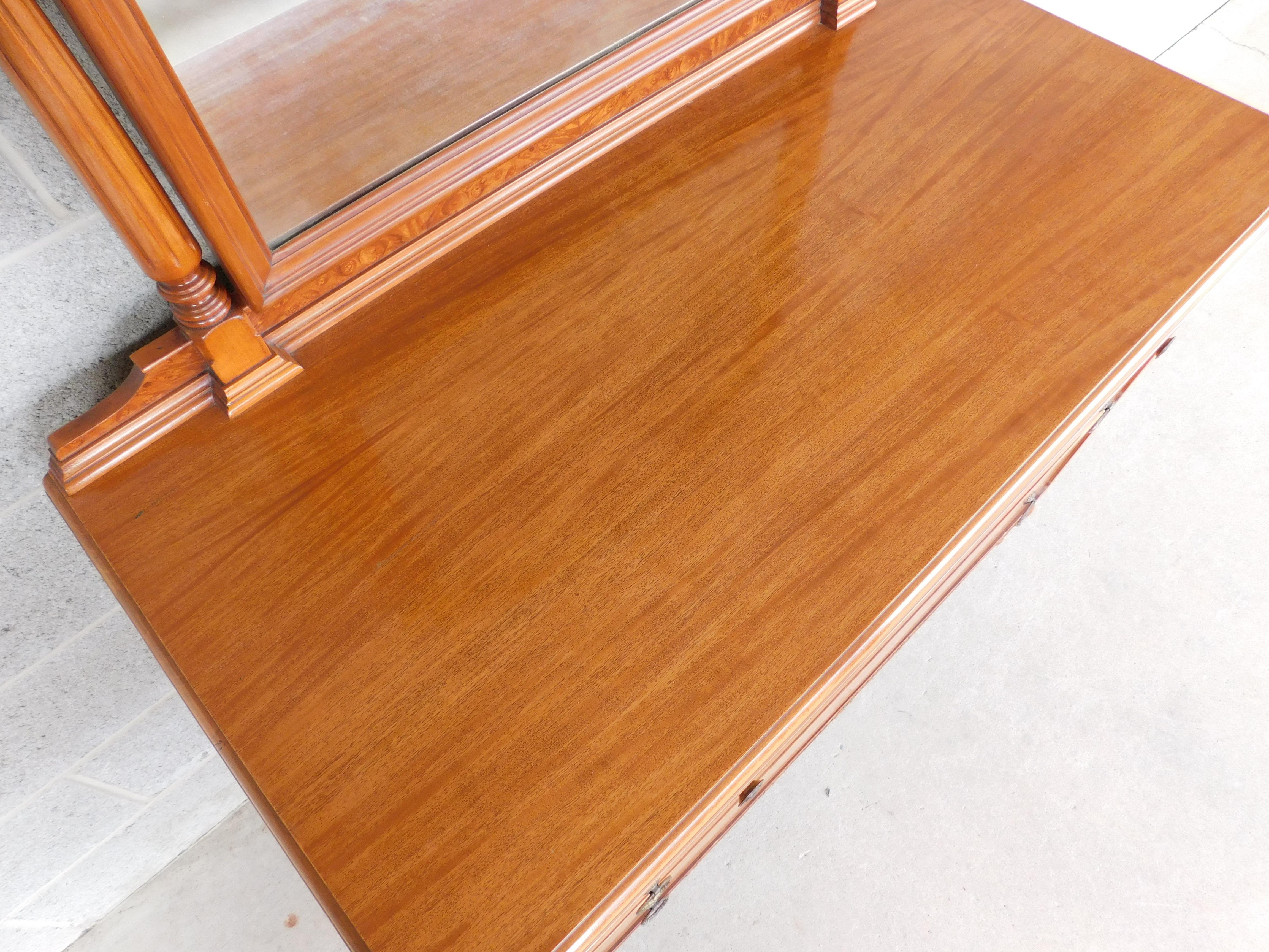 20th Century Antique Adams / Regency Style Satinwood Dresser & Mirror 44.5