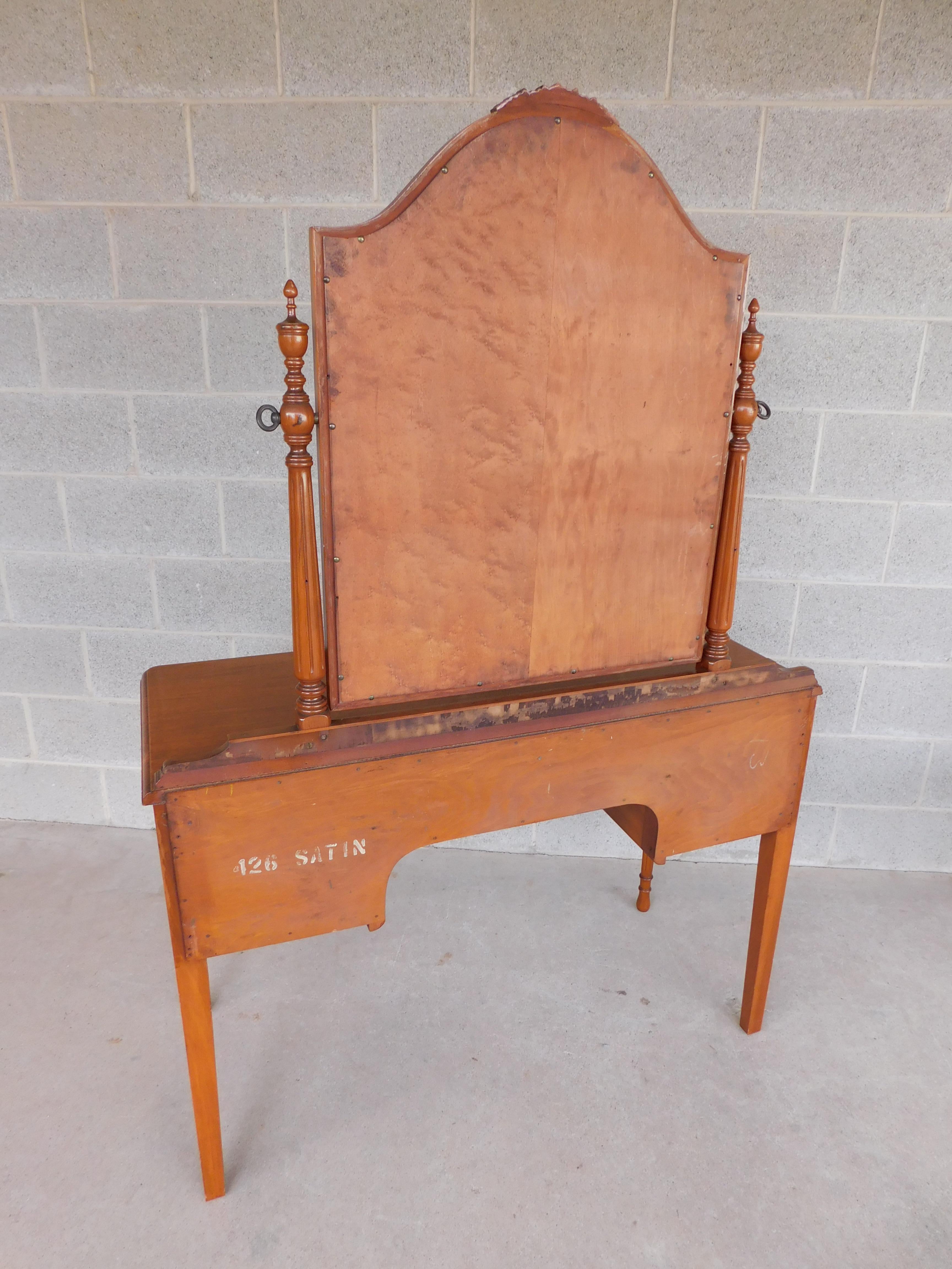 Antique Adams / Regency Style Satinwood Vanity With Chair & Bench 7