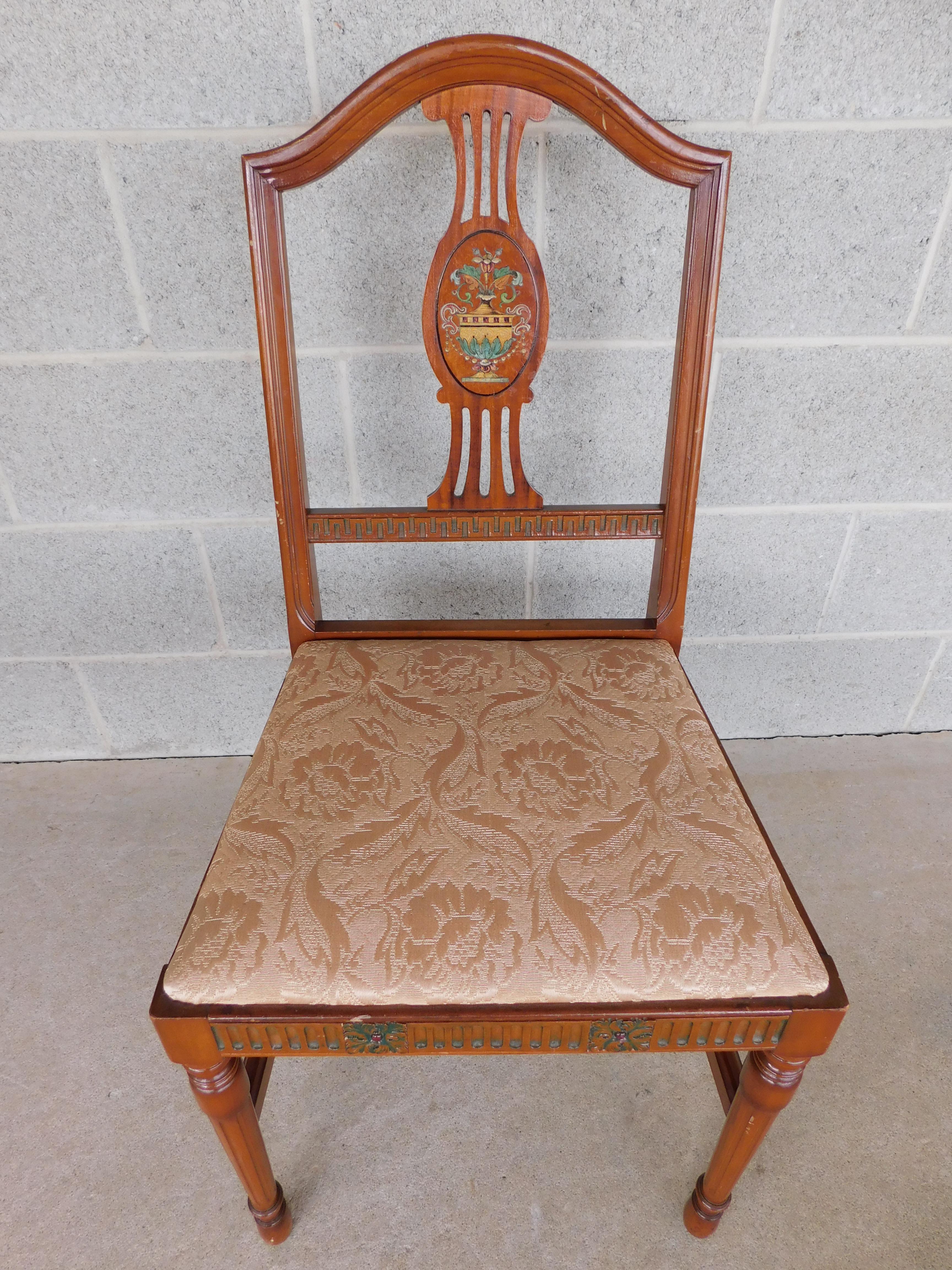 Antique Adams / Regency Style Satinwood Vanity With Chair & Bench 8