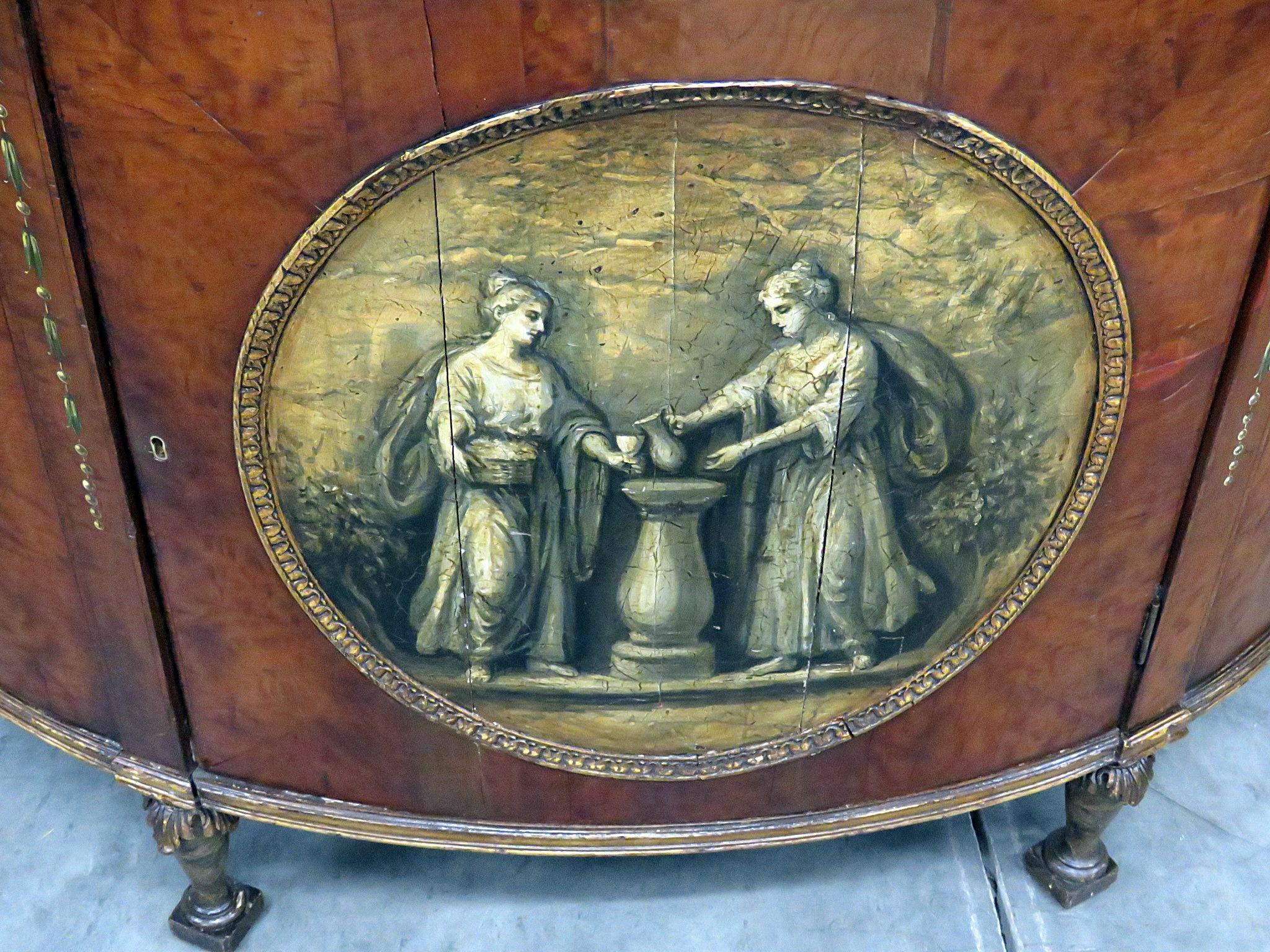 antique demilune cabinet