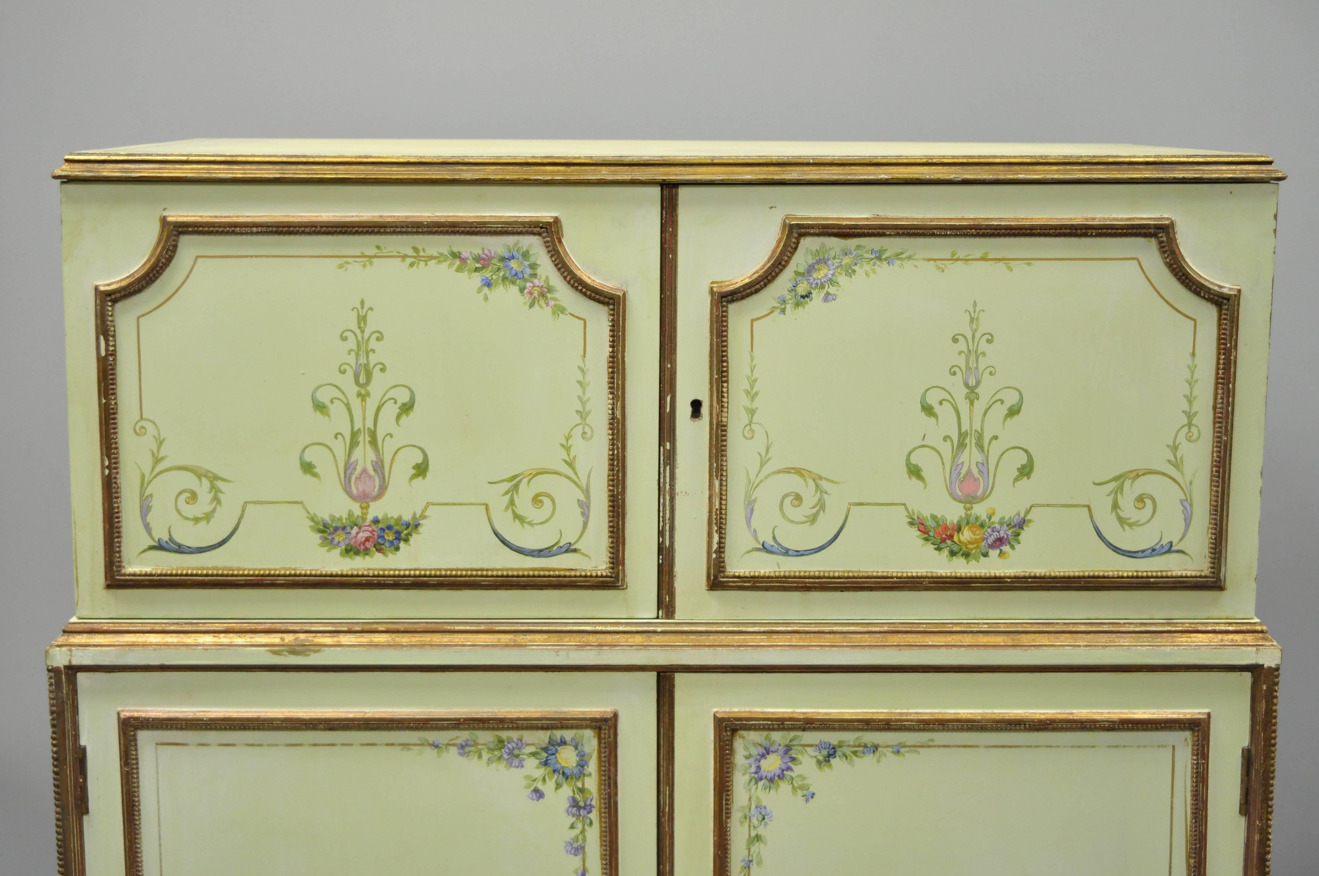 Adam Style Antique Adams Style Green Painted Chest of Drawers Dresser by New York Galleries