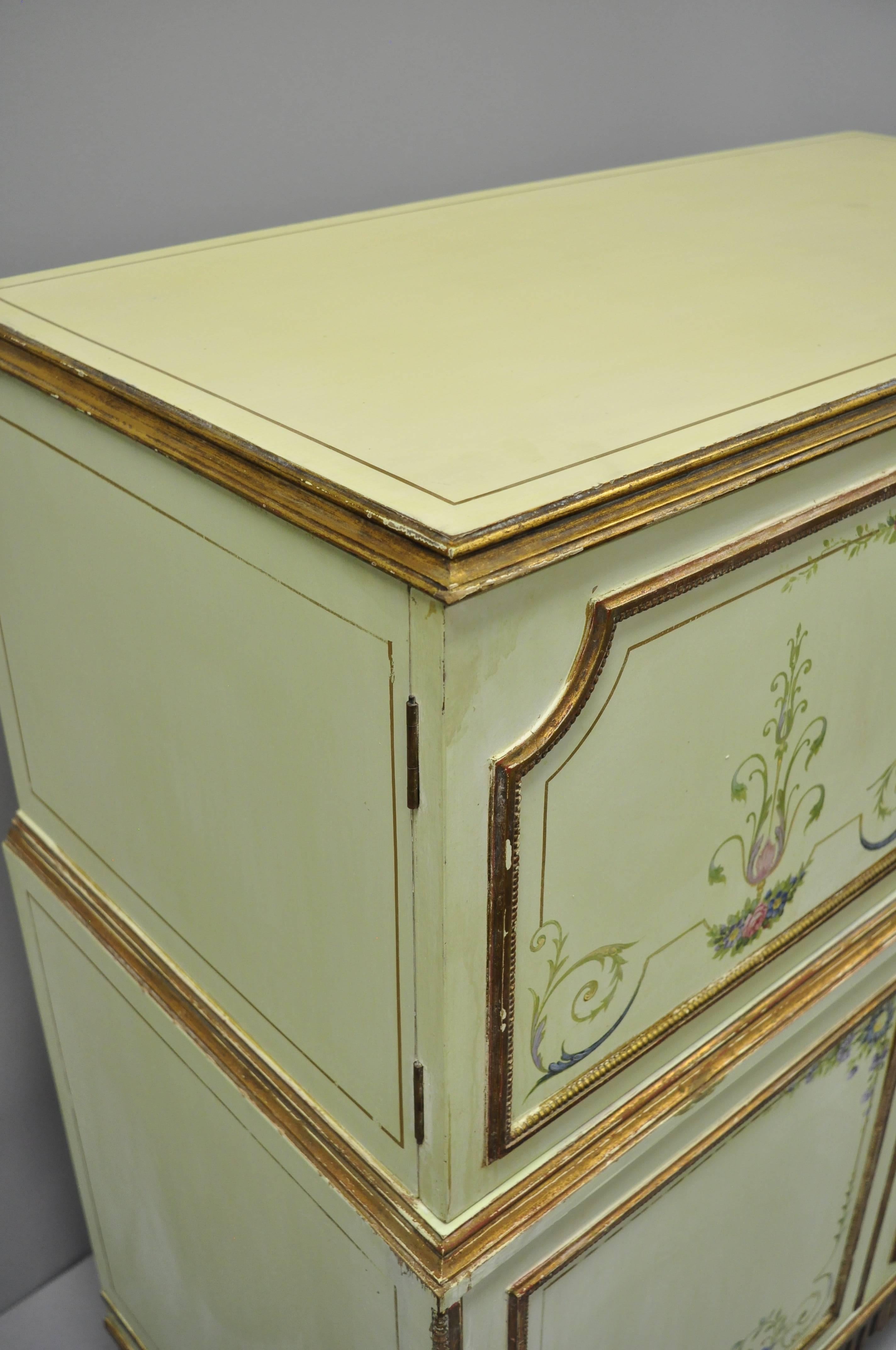 20th Century Antique Adams Style Green Painted Chest of Drawers Dresser by New York Galleries