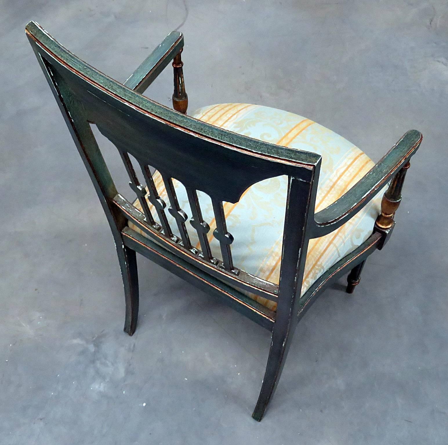 20th Century Antique Adams Style Paint Decorated Armchair