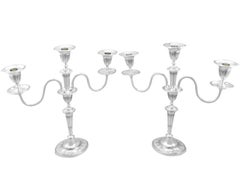 Antique Adams Style Scottish Sterling Silver Three Light Candelabra