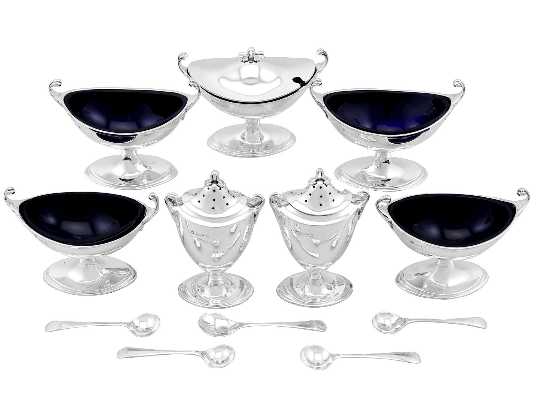 Adam Style Antique Adams Style Sterling Silver Condiment Set