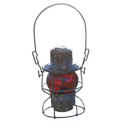 Antique Adams & Westlake Adlake B&O RR Railroad Lantern Santa Fe Red Globe
