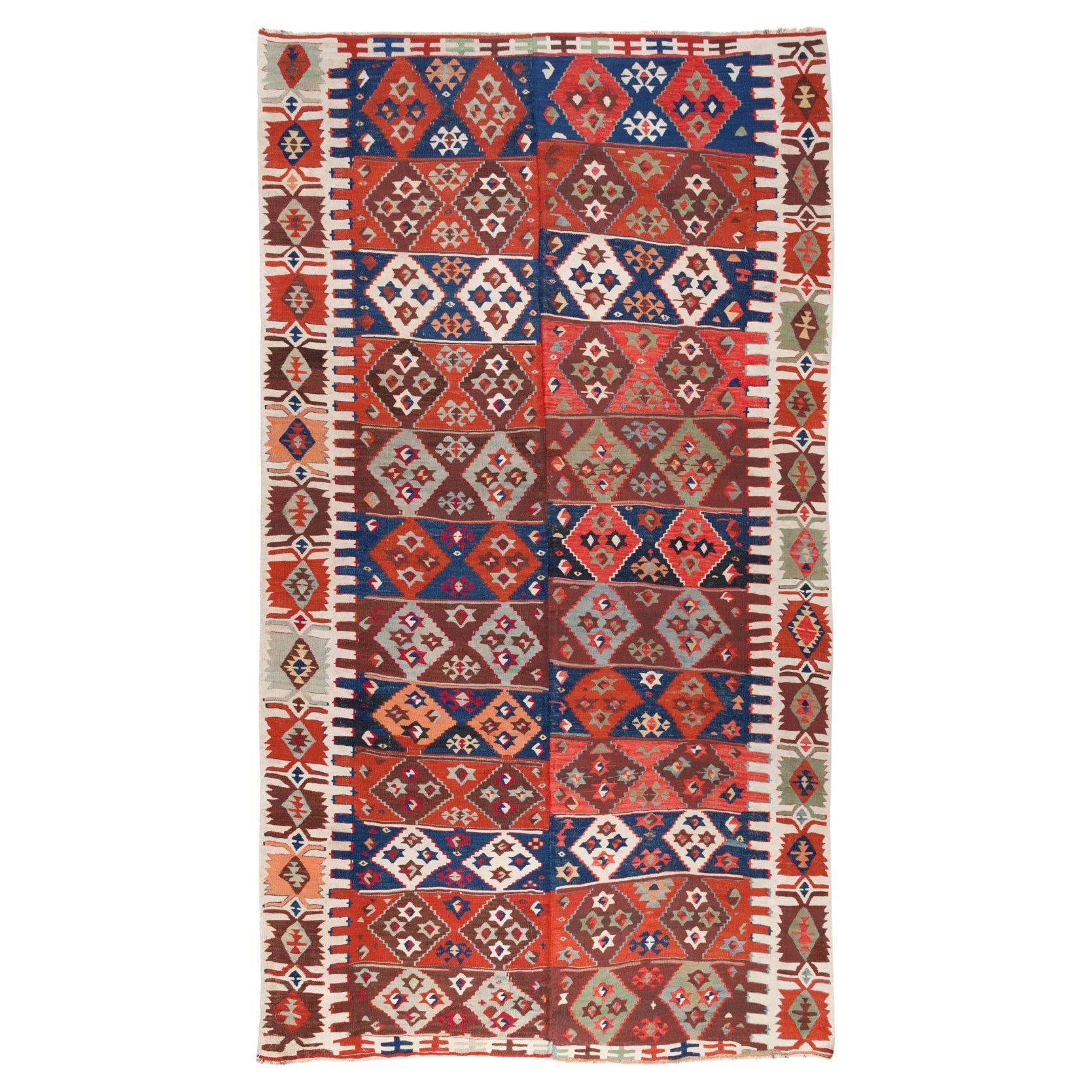 Antique Adana Kilim Rug Wool Old Eastern Anatolian Turkish Carpet For Sale