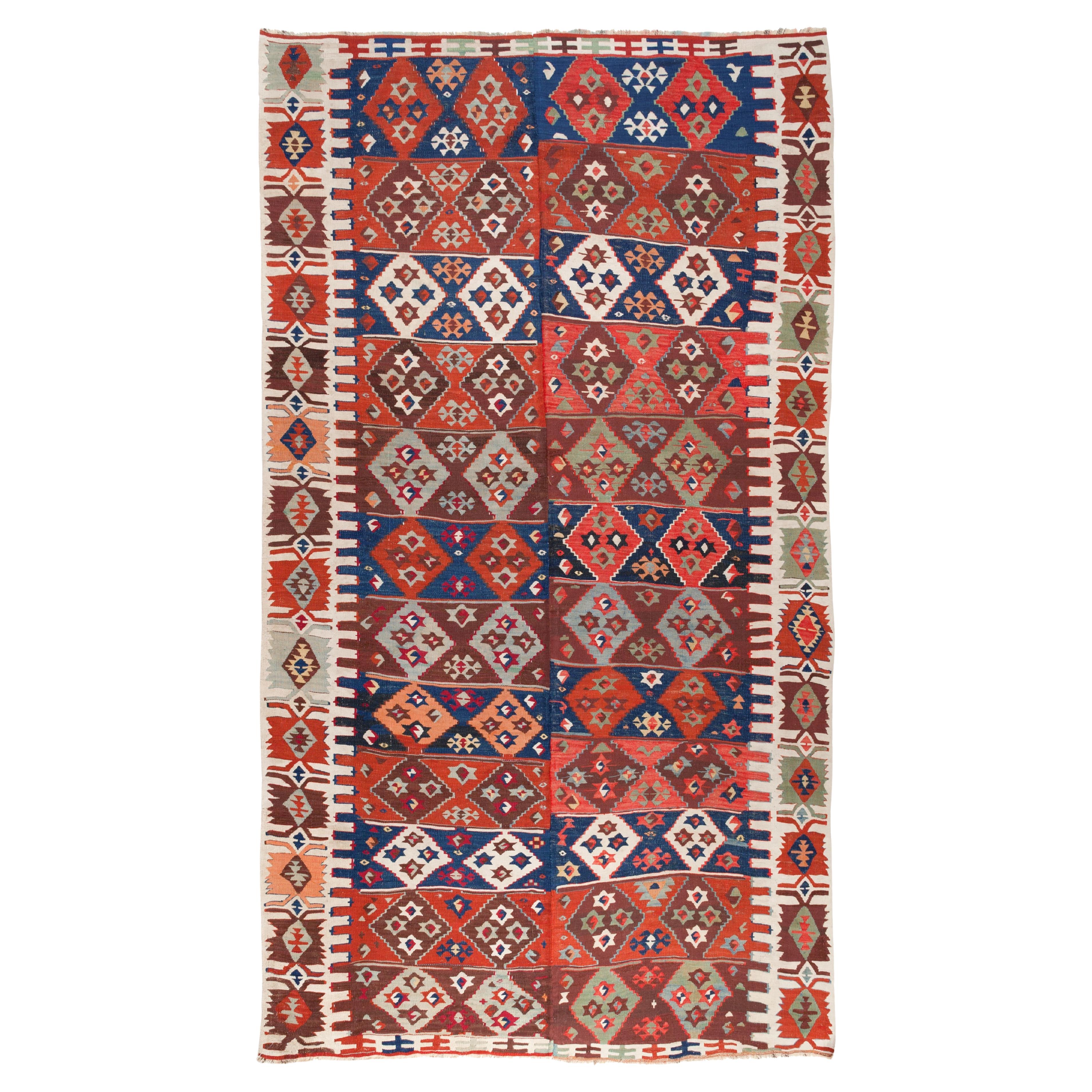 Antique Adana Kilim Rug Wool Old Eastern Anatolian Natural Turkish Carpet