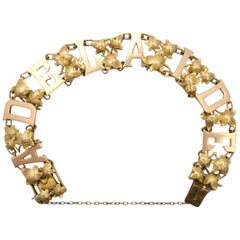 Antique Adelaide Name Bracelet Art Nouveau 14 Karat Yellow Gold