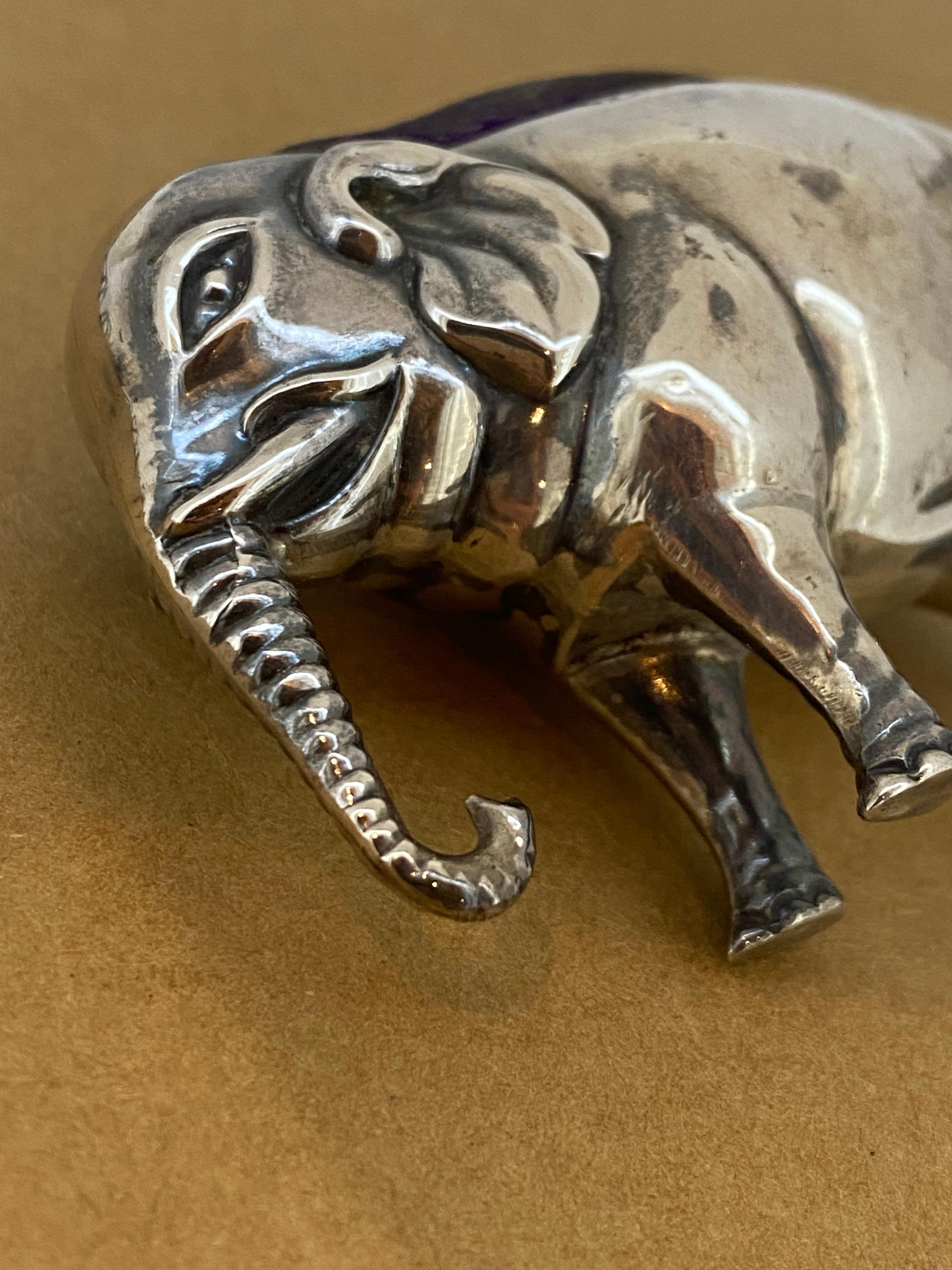 Antike Adie & Lovekin Ltd Birmingham c1906 Sterling Silber Elefant Pin-Kissen im Angebot 1