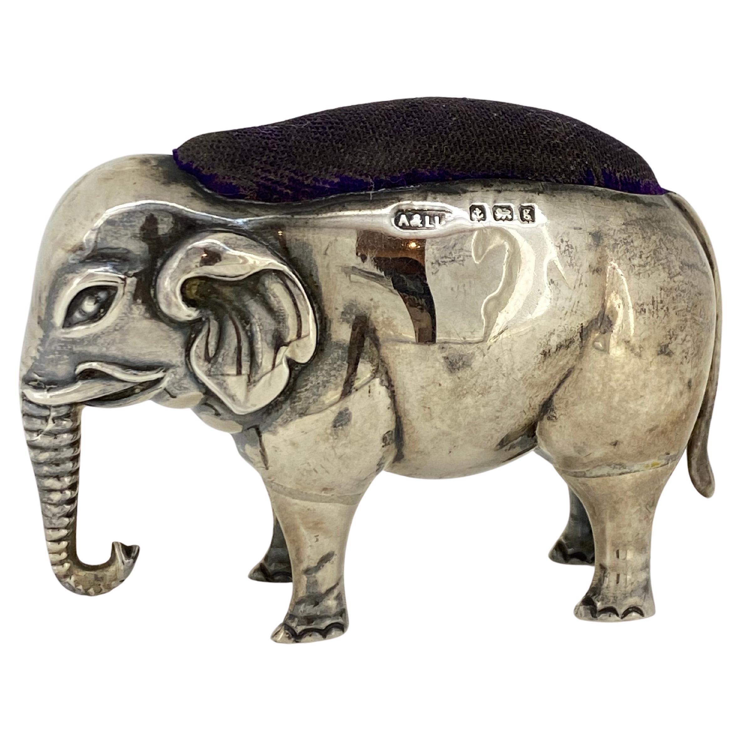 Antike Adie & Lovekin Ltd Birmingham c1906 Sterling Silber Elefant Pin-Kissen