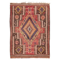 Antique Adiyaman Kilim Rug Wool Old Eastern Anatolian Turkish Carpet