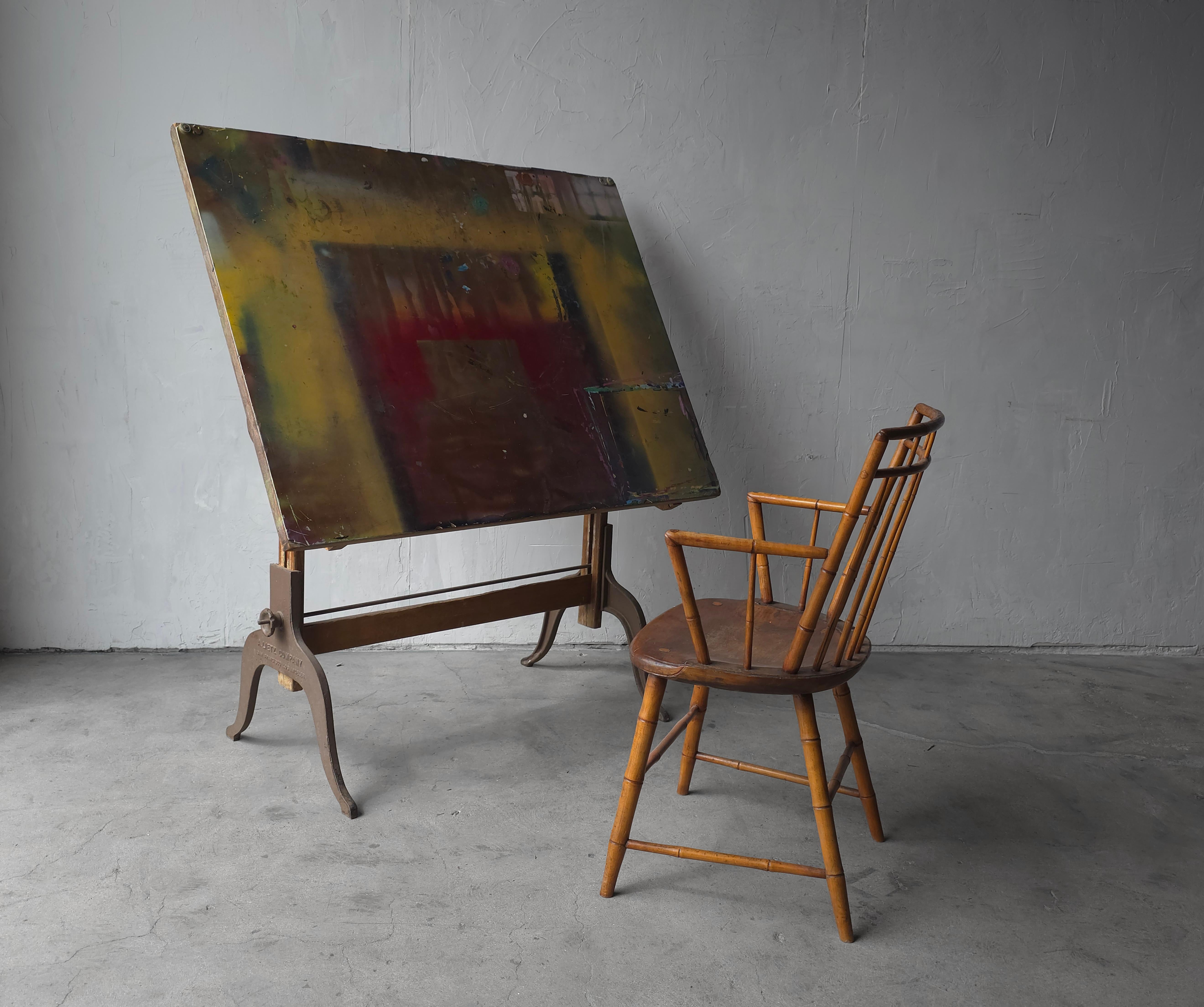 Industrial Antique Adjustable Architect or Artist Drafting or Drawing Table For Sale