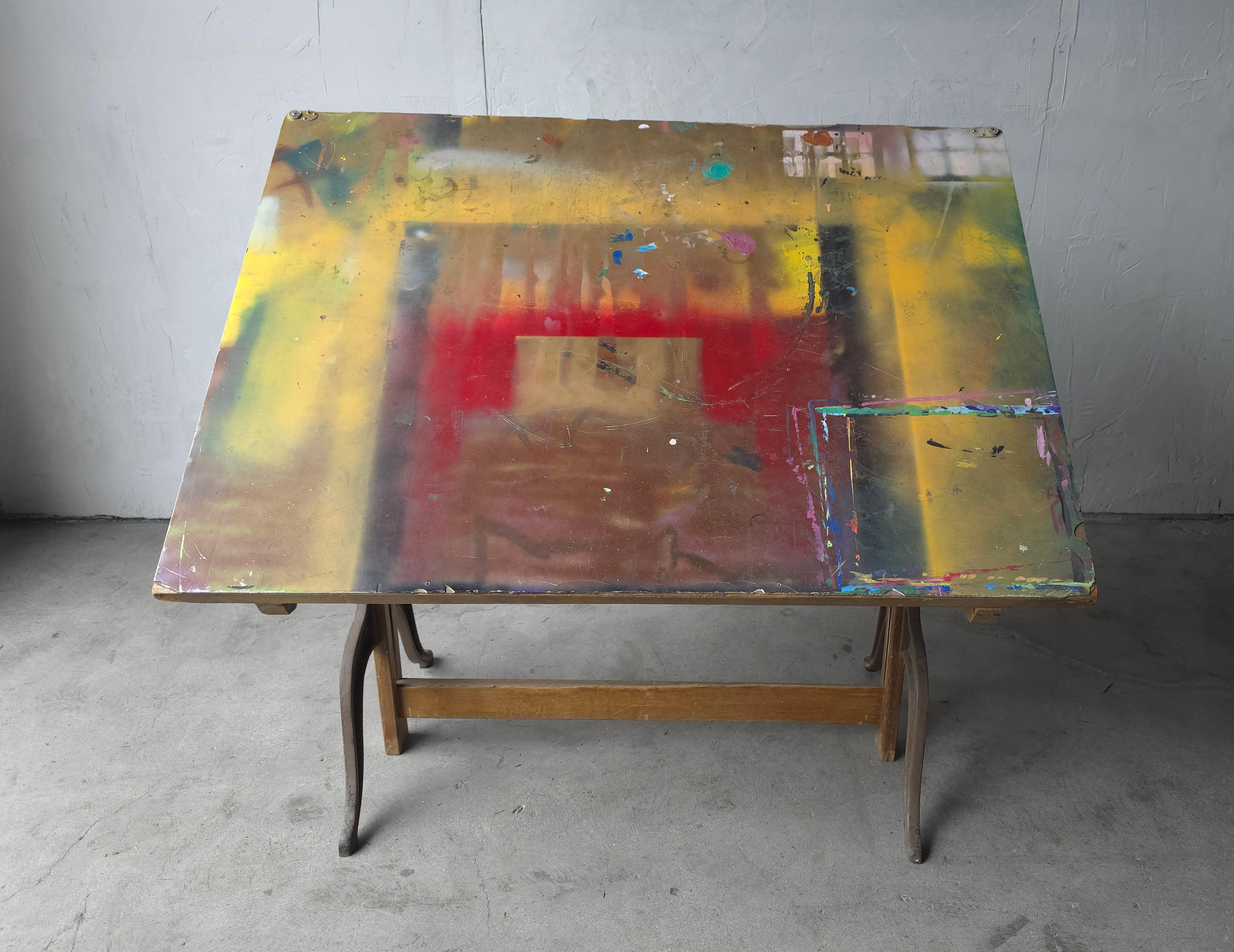 Antique Adjustable Architect or Artist Drafting or Drawing Table In Good Condition For Sale In Las Vegas, NV