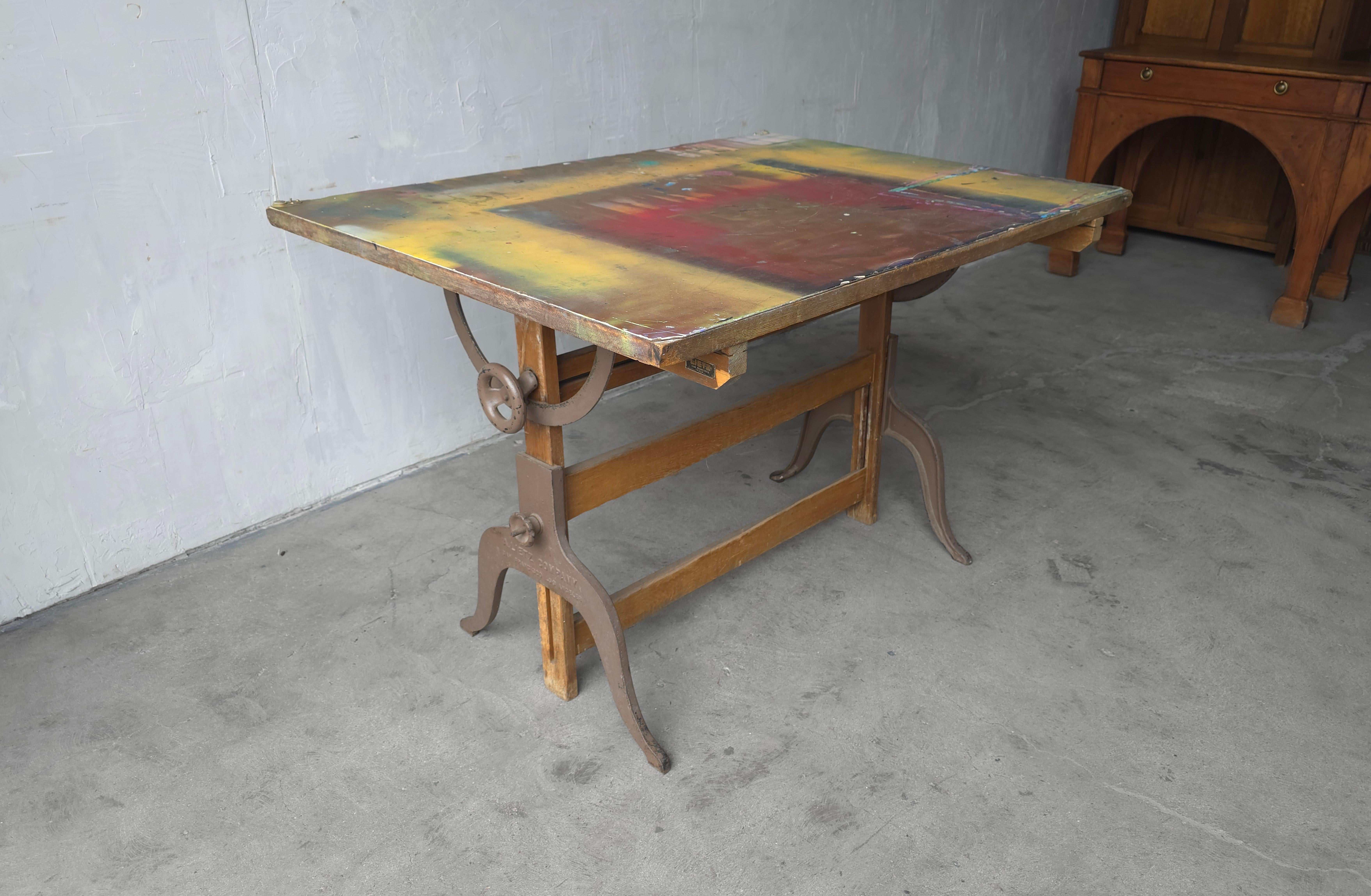 Steel Antique Adjustable Architect or Artist Drafting or Drawing Table For Sale