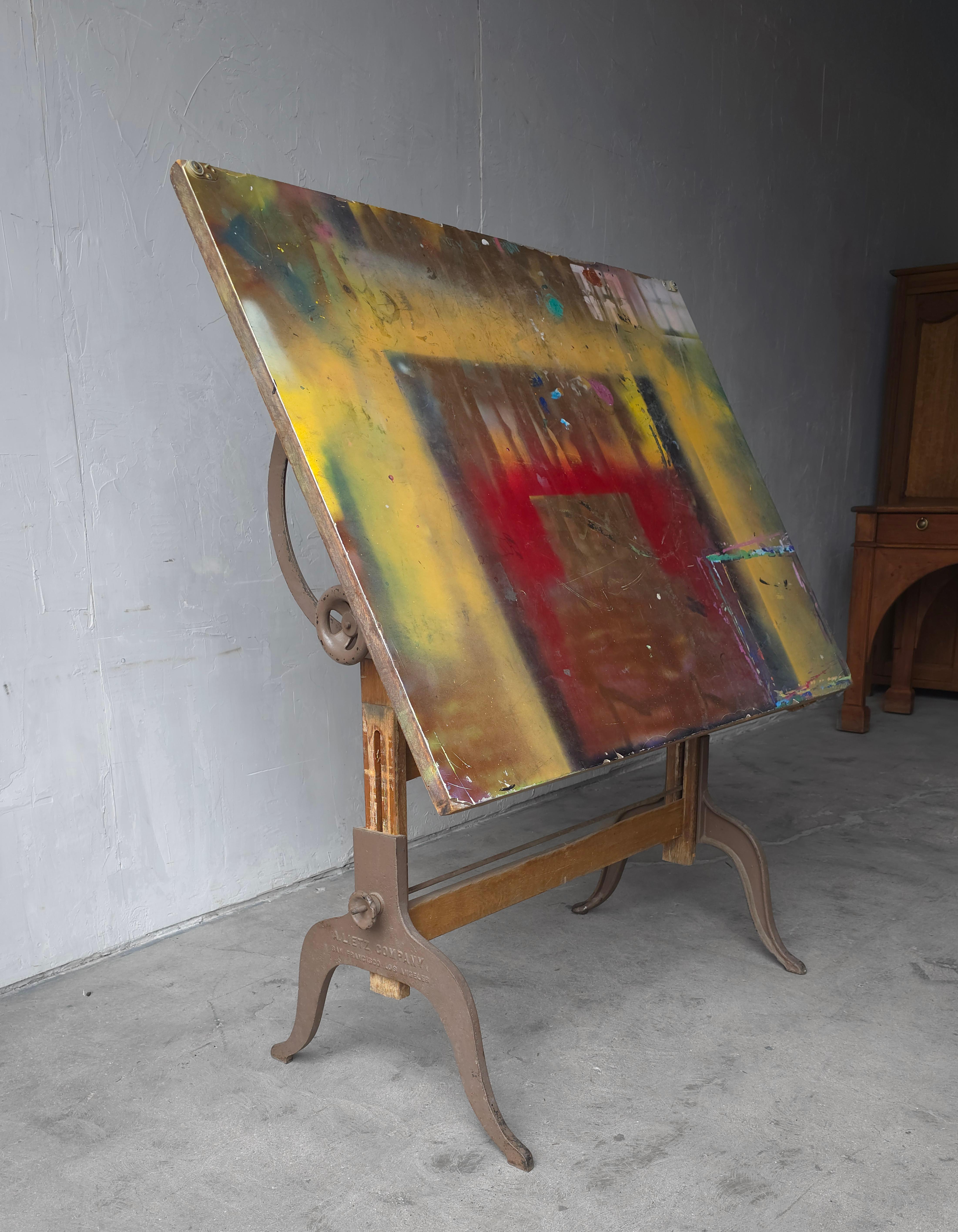 Antique Adjustable Architect or Artist Drafting or Drawing Table For Sale 1