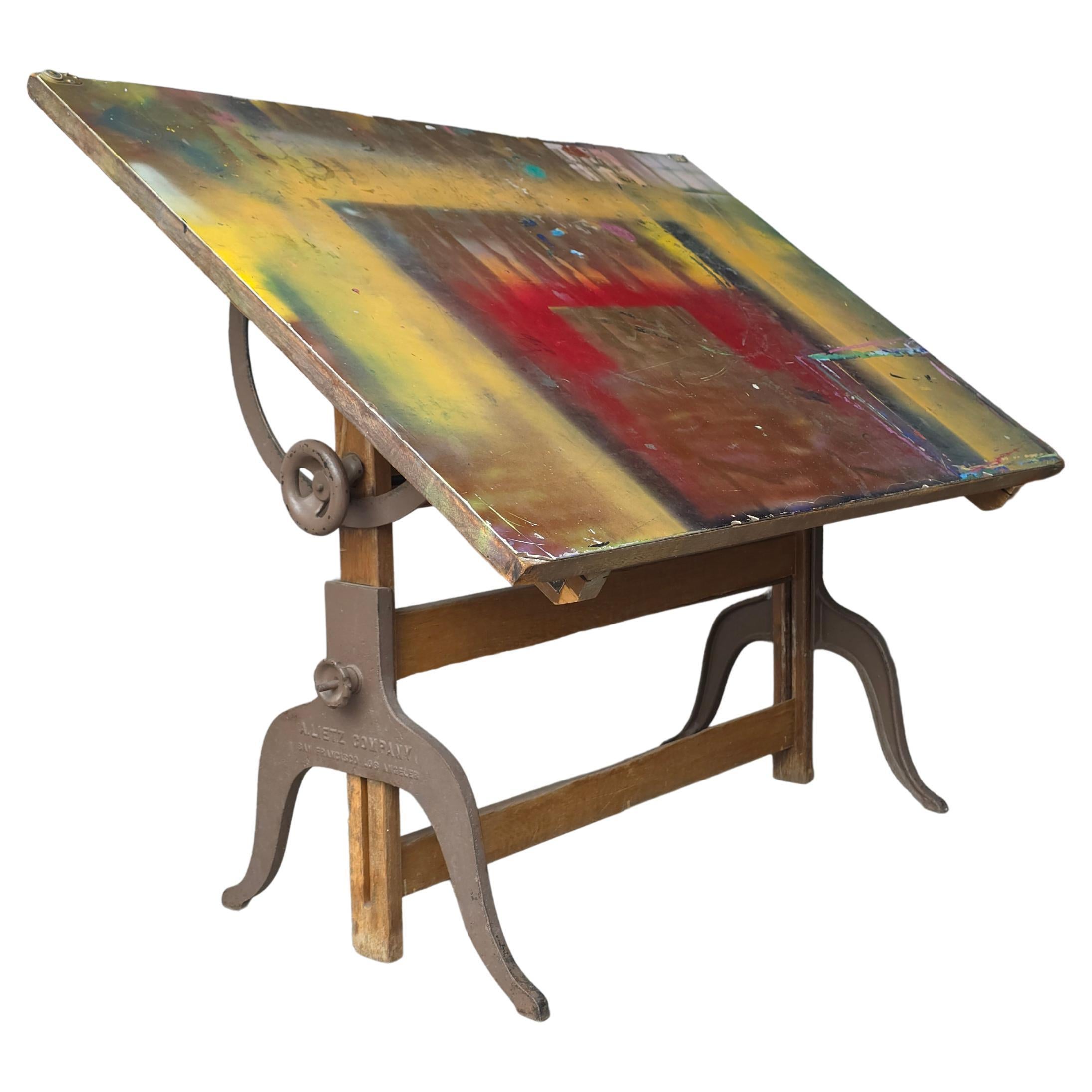 Ancienne table à dessin réglable pour architecte ou artiste en vente