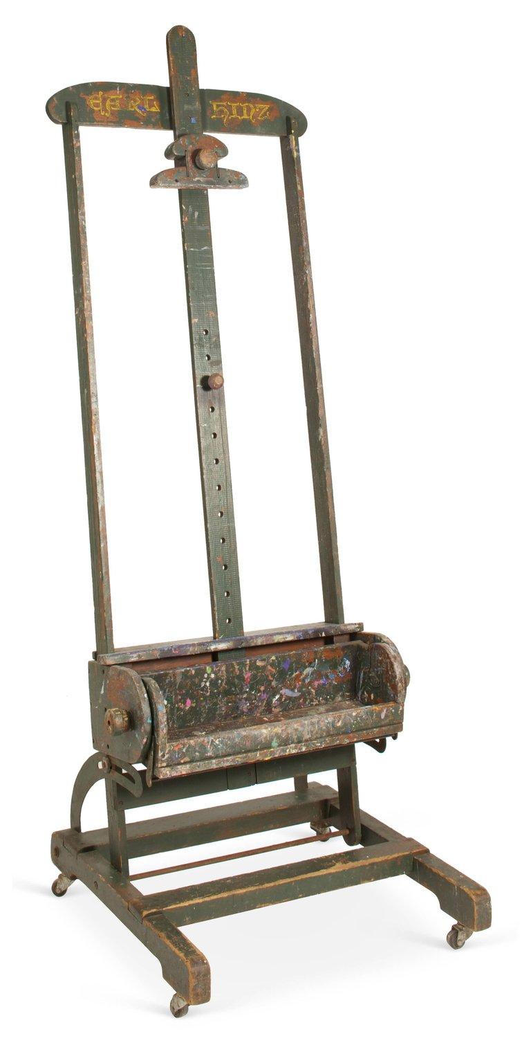 Antique Adjustable Artist Studio Easel or Tv Media Stand For Sale at
