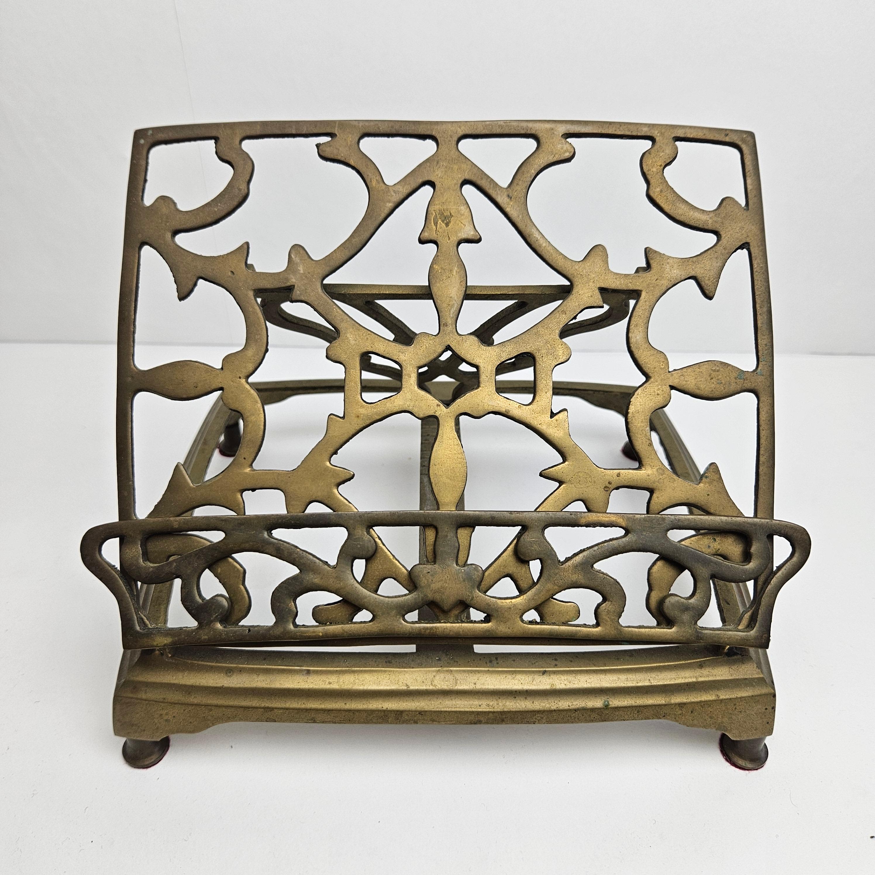 French Antique Adjustable Book or Magazine Stand in Brass For Sale