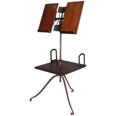 Antique Adjustable Cast Iron & Mahogany Dictionary/Bible/Music Stand, circa 1910