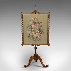 Parafuoco antico regolabile, noce, punto d'ago, decorativo, palo, reggenza