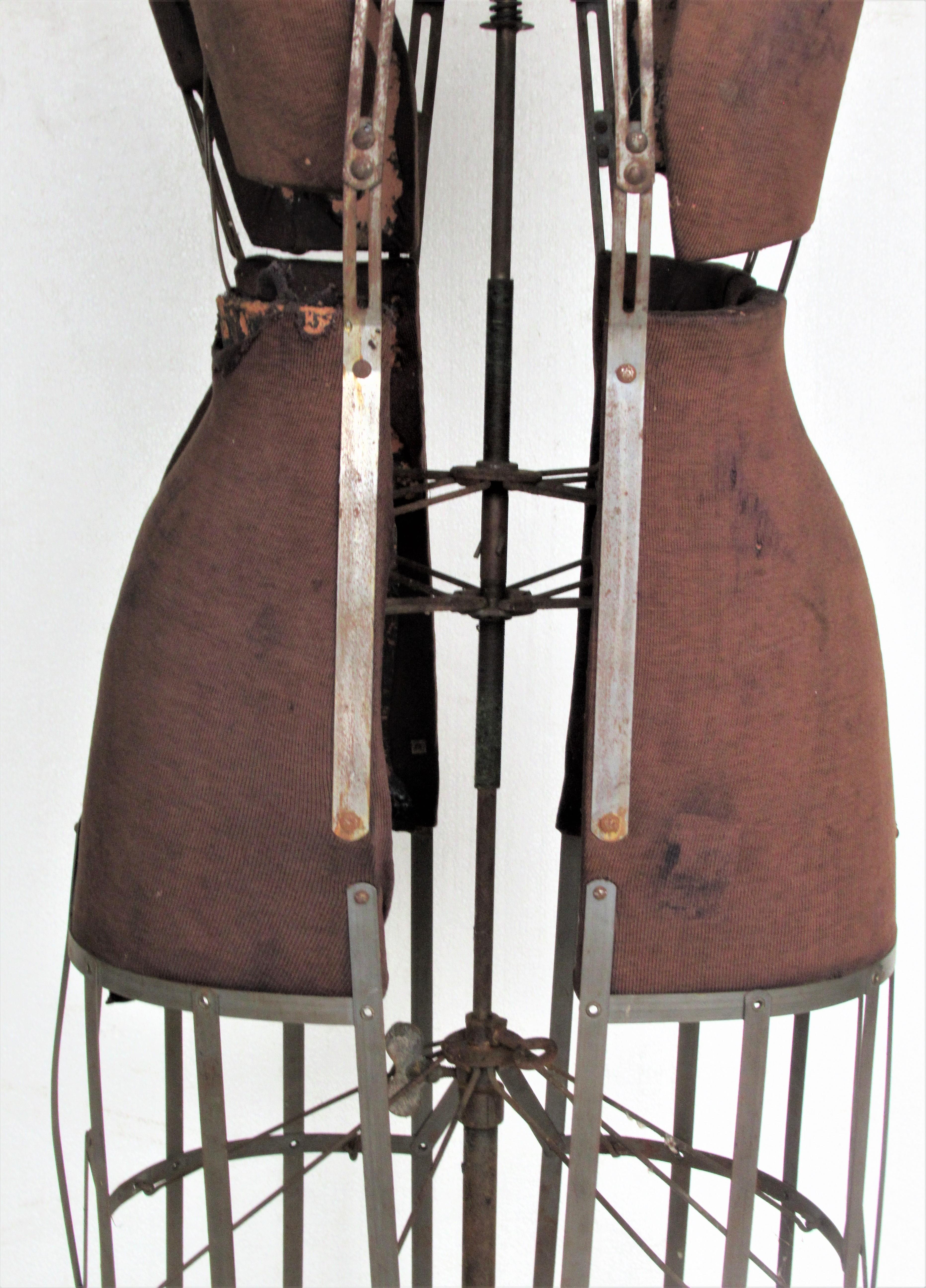 Industrial Antique Adjustable Freestanding Dress Makers  Form