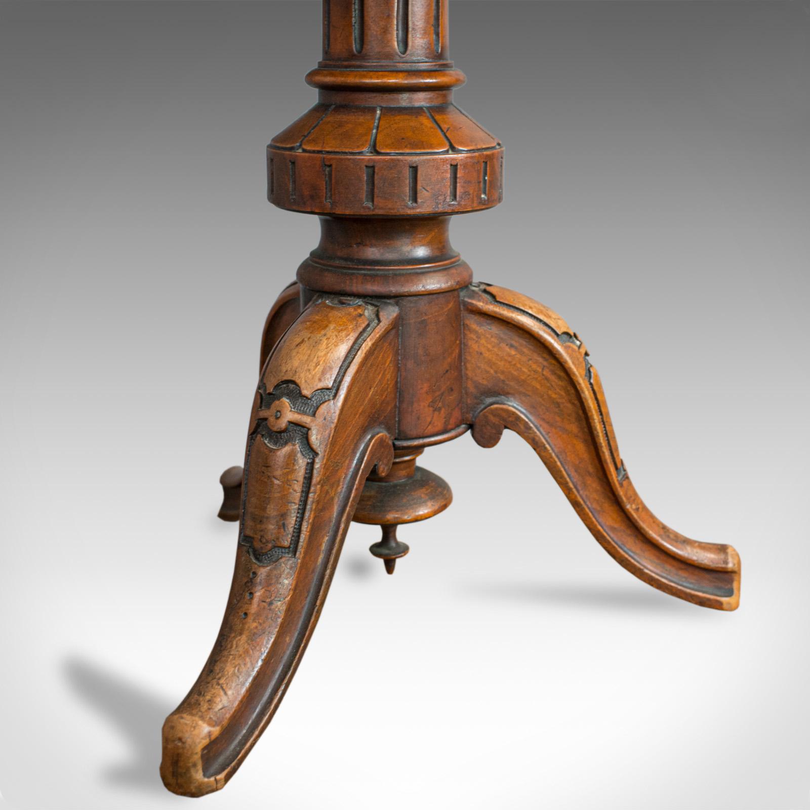 19th Century Adjustable Piano Stool, English, Victorian, Walnut, Music, Seat, circa 1870