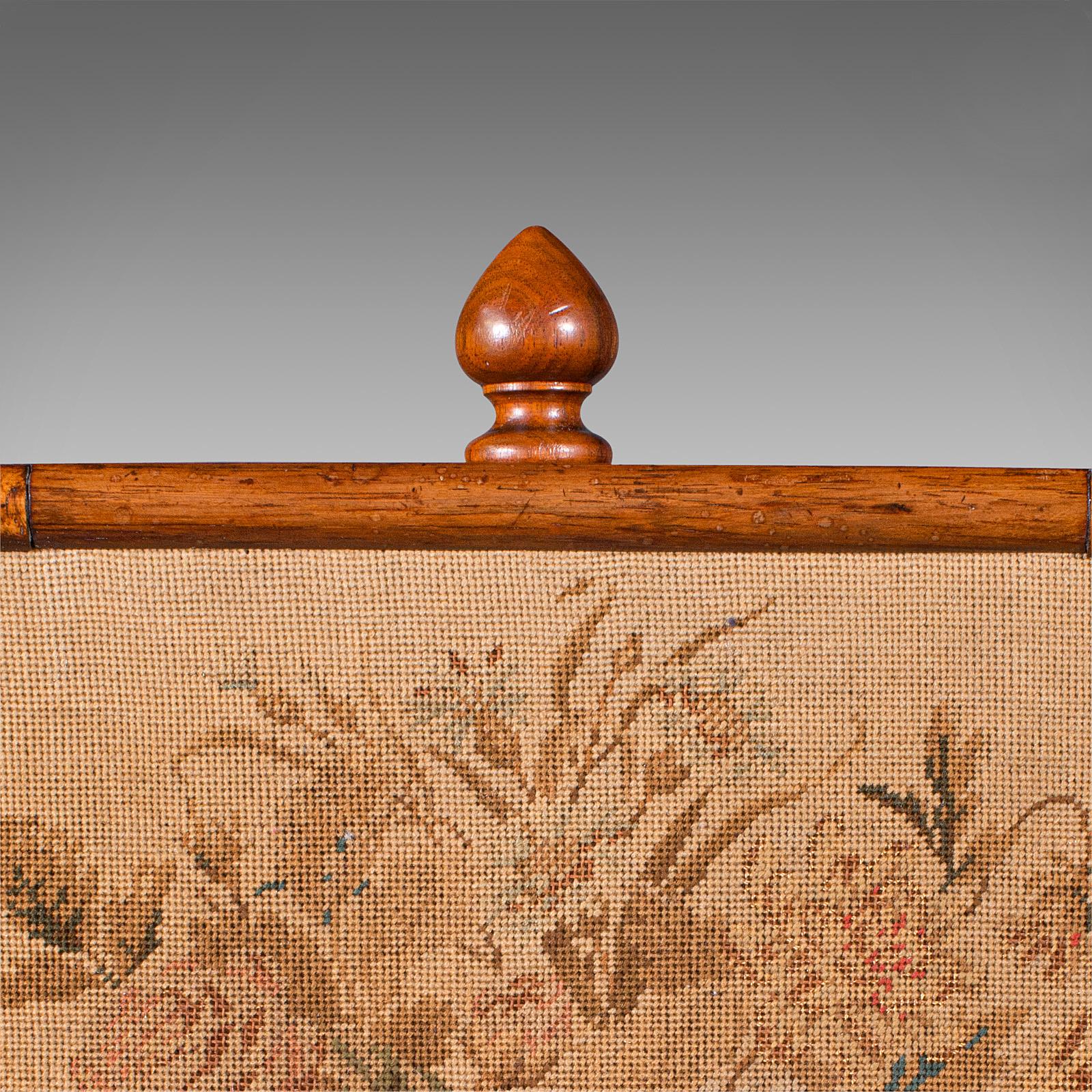 Antique Adjustable Pole Screen, English, Fireside Panel, Tapestry, Regency, 1820 1