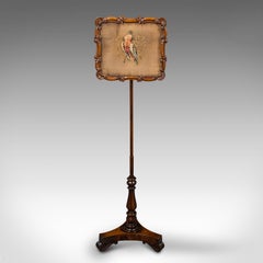 Antique Adjustable Pole Screen, English, Fireside Shield, Regency, circa 1820