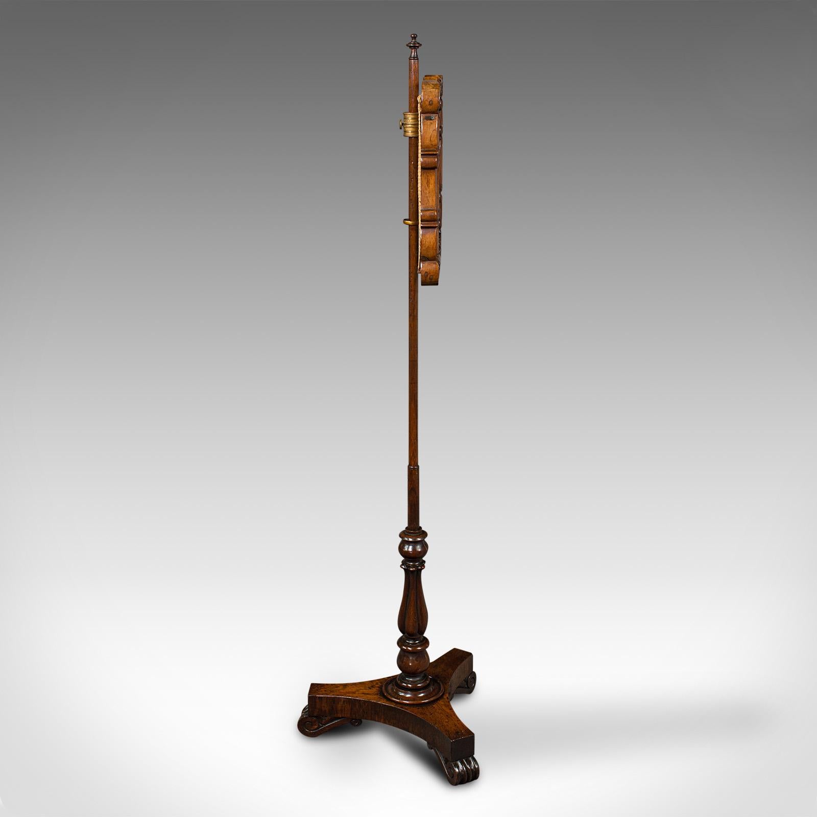 British Antique Adjustable Pole Screen, English, Fireside Shield, Regency, circa 1820 For Sale