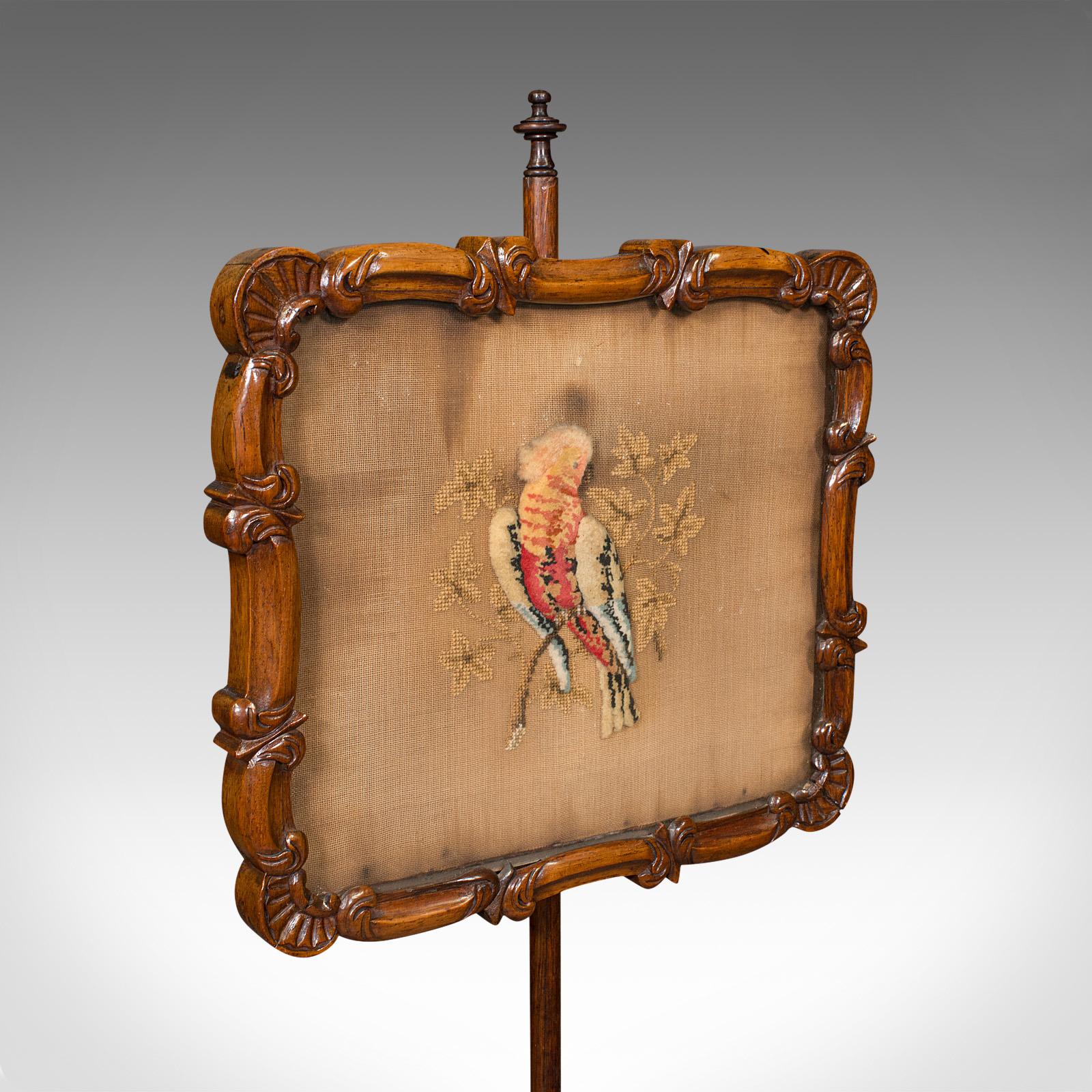 Wood Antique Adjustable Pole Screen, English, Fireside Shield, Regency, circa 1820 For Sale