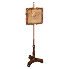 Antique Adjustable Pole Screen, English, Fireside Shield, Regency, circa 1820