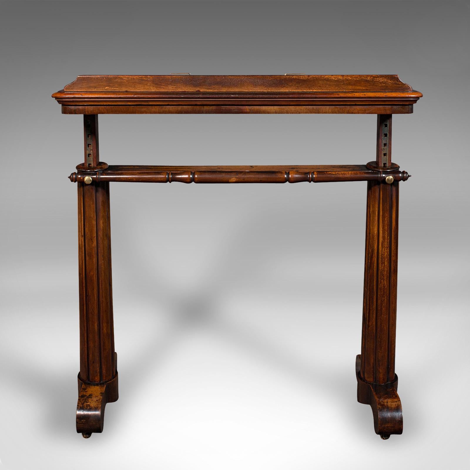 British Antique Adjustable Reading Table, English, Lectern, Recital Stand, William IV
