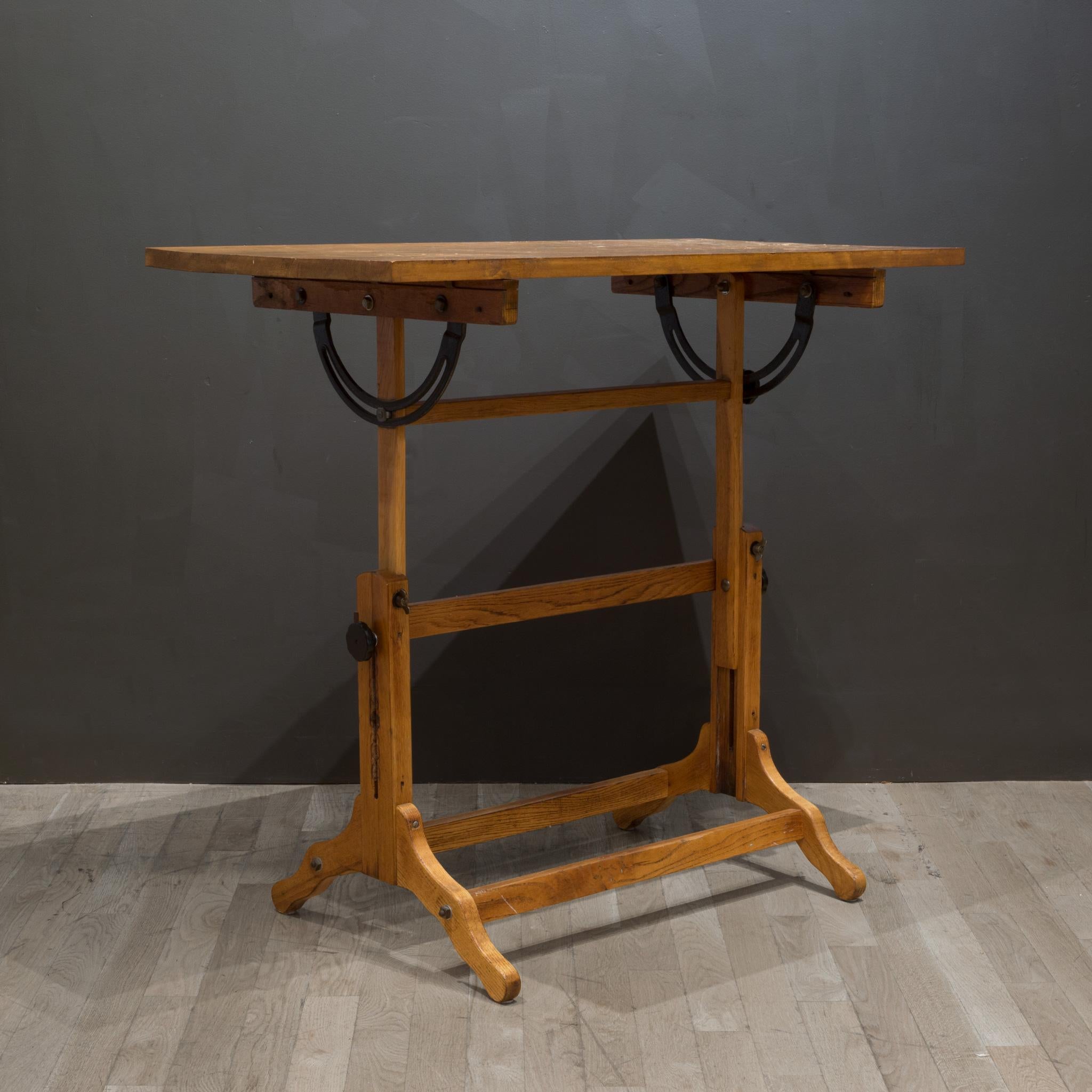 Antique Adjustable Redwood and Oak Drafting Table c.1930-1940 4