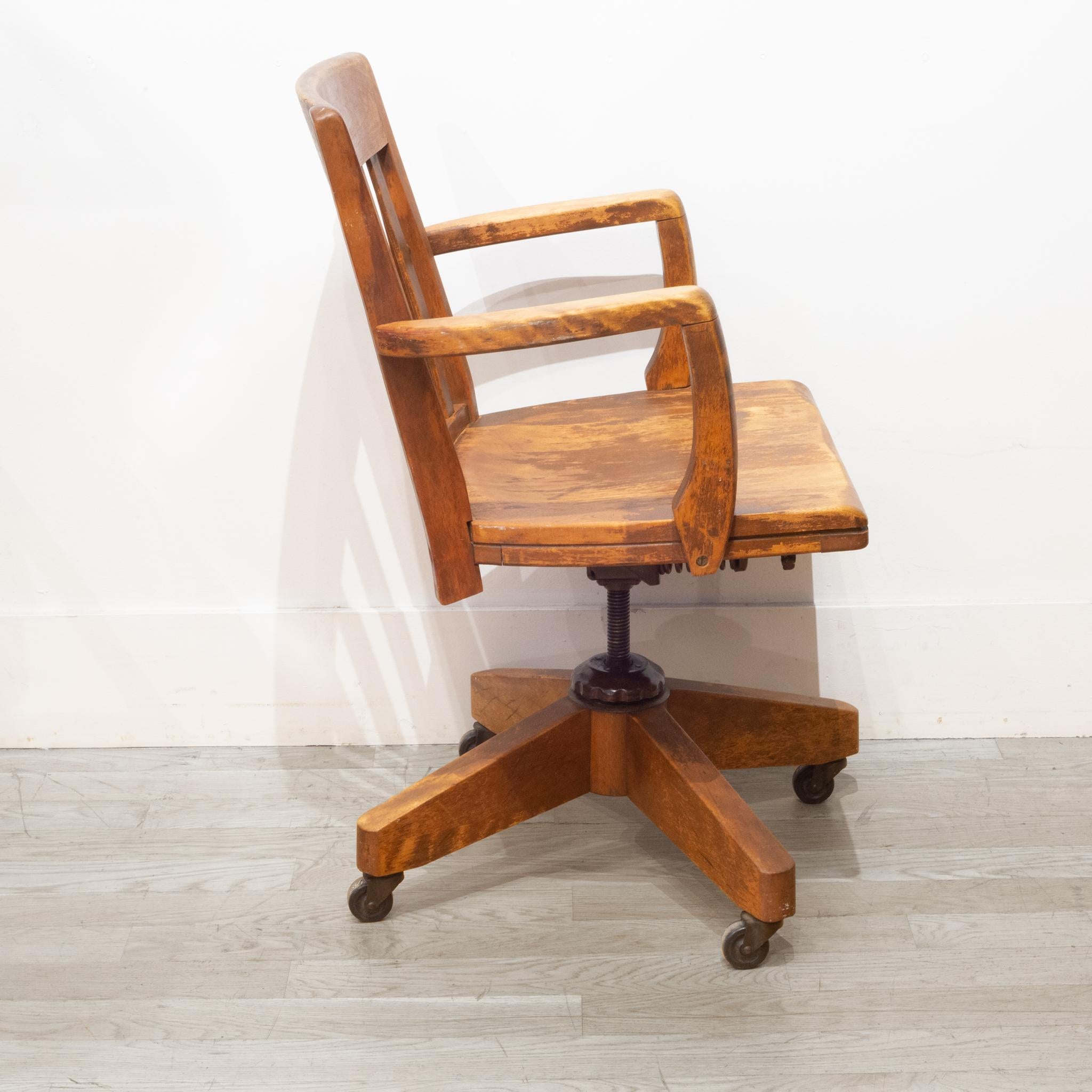 vintage oak desk chair