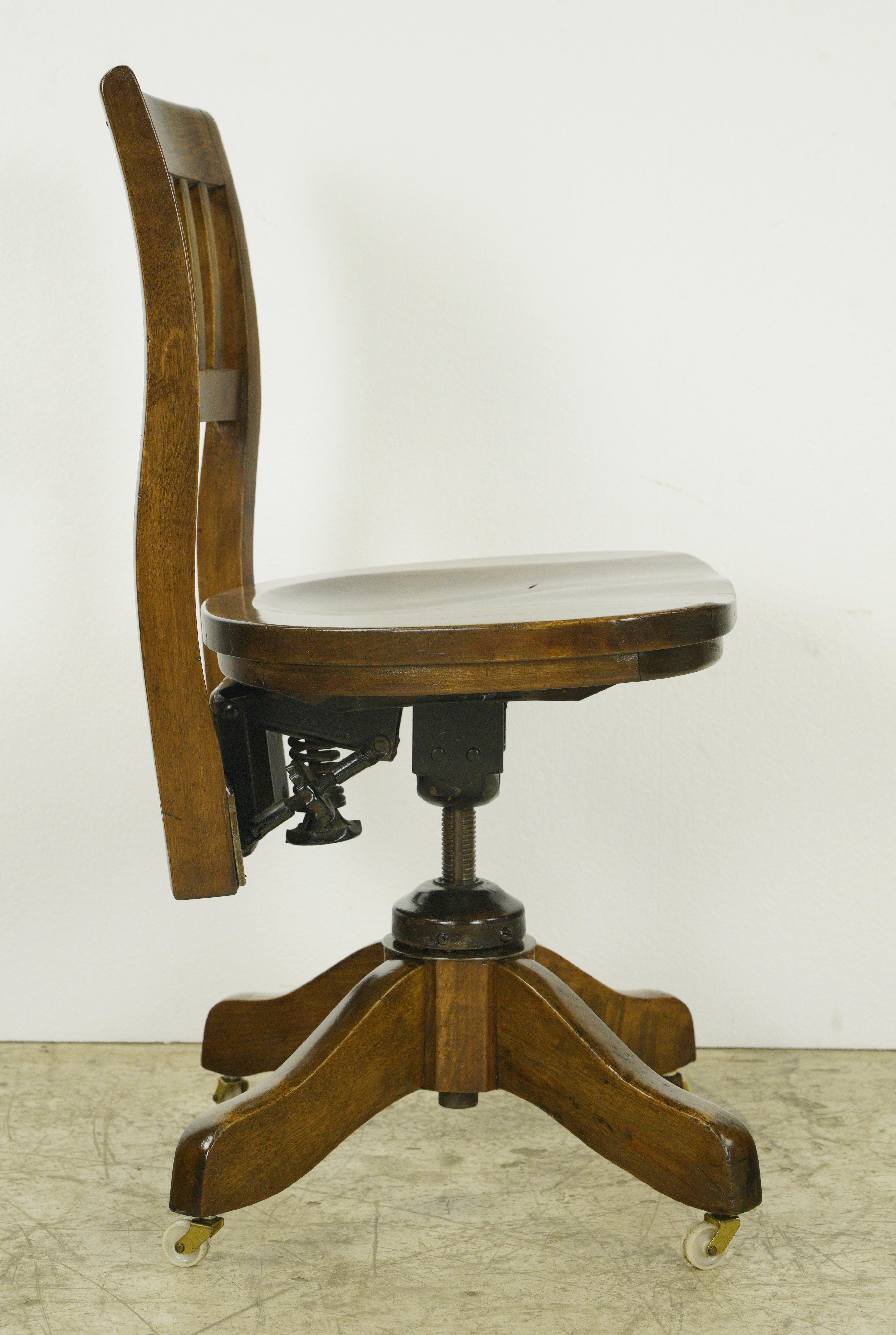 Steel Antique Adjustable Swivel Maple Office Chair