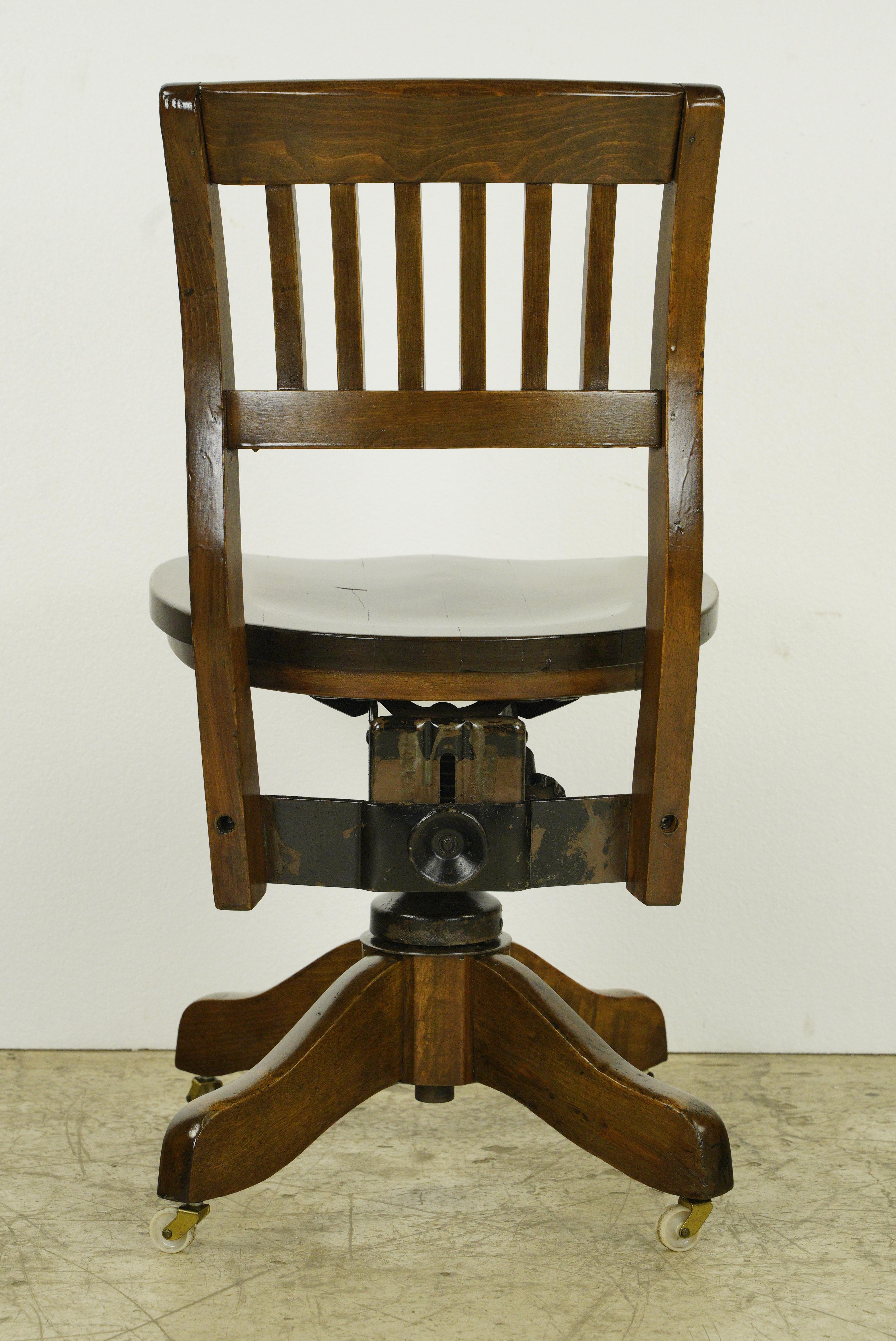 Antique Adjustable Swivel Maple Office Chair 1