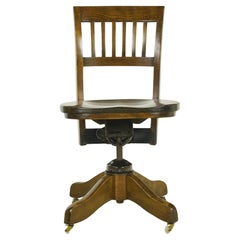 Antique Adjustable Swivel Maple Office Chair