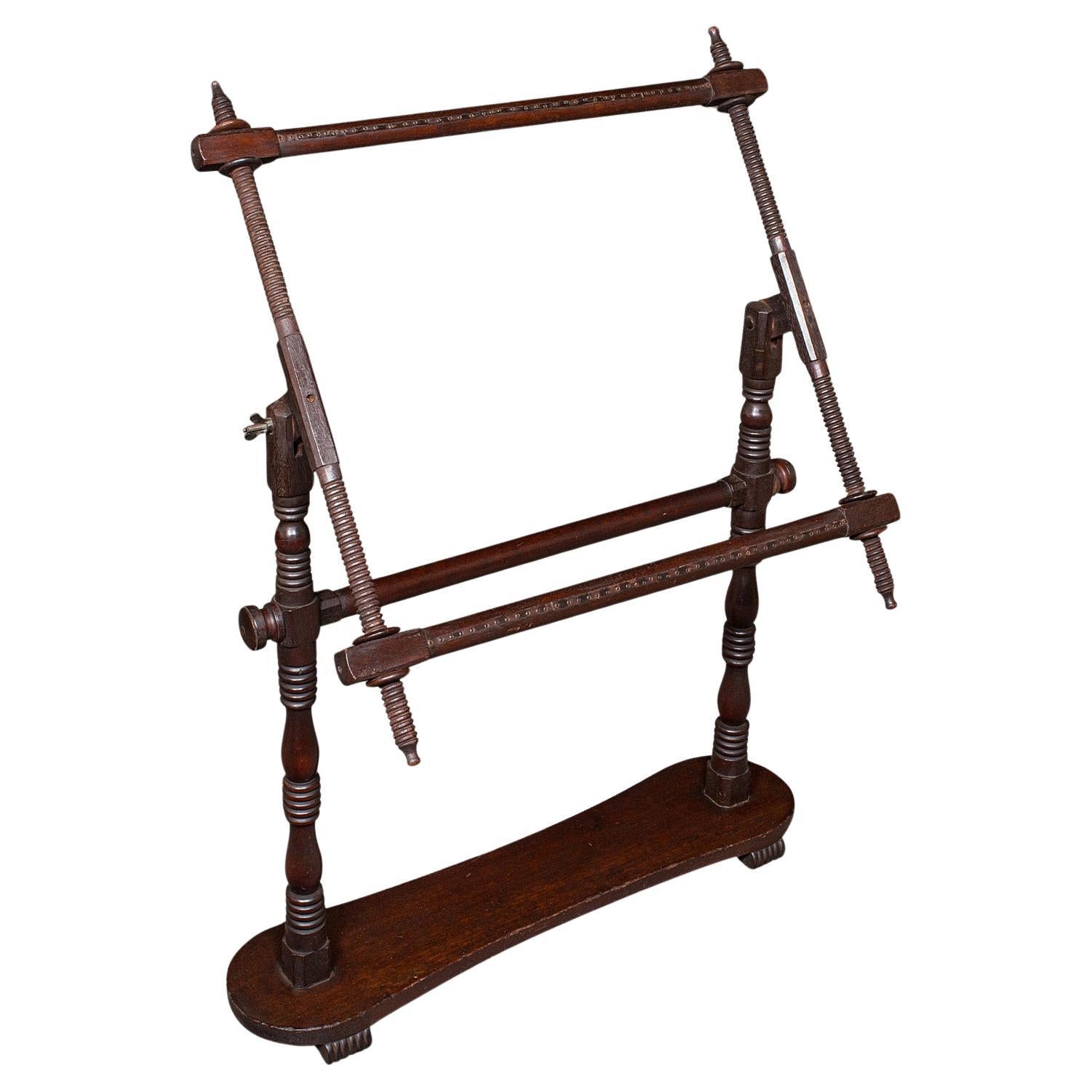 Antique Adjustable Tapestry Frame, English Needlepoint Stretcher, Late Victorian