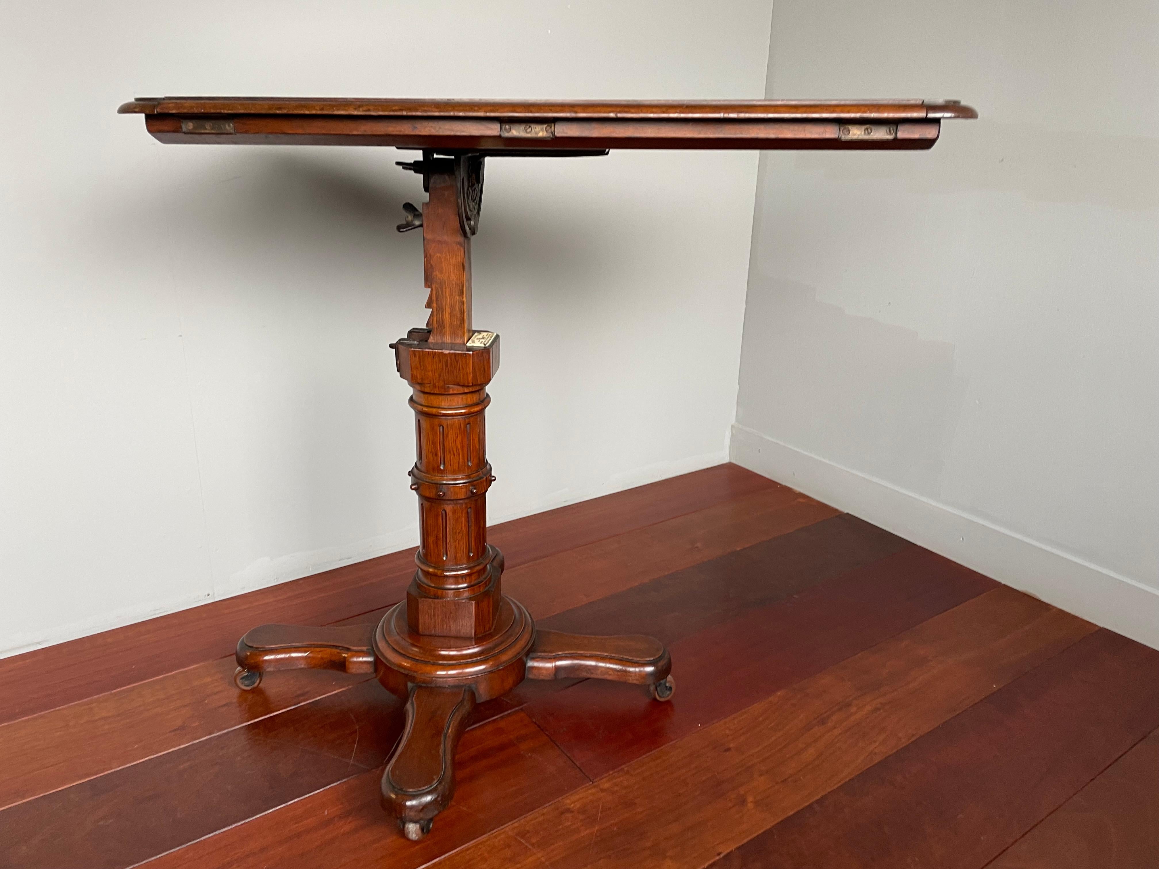 Antique Adjustable Victorian Reading Table / Side Table / Lectern by John Carter 6
