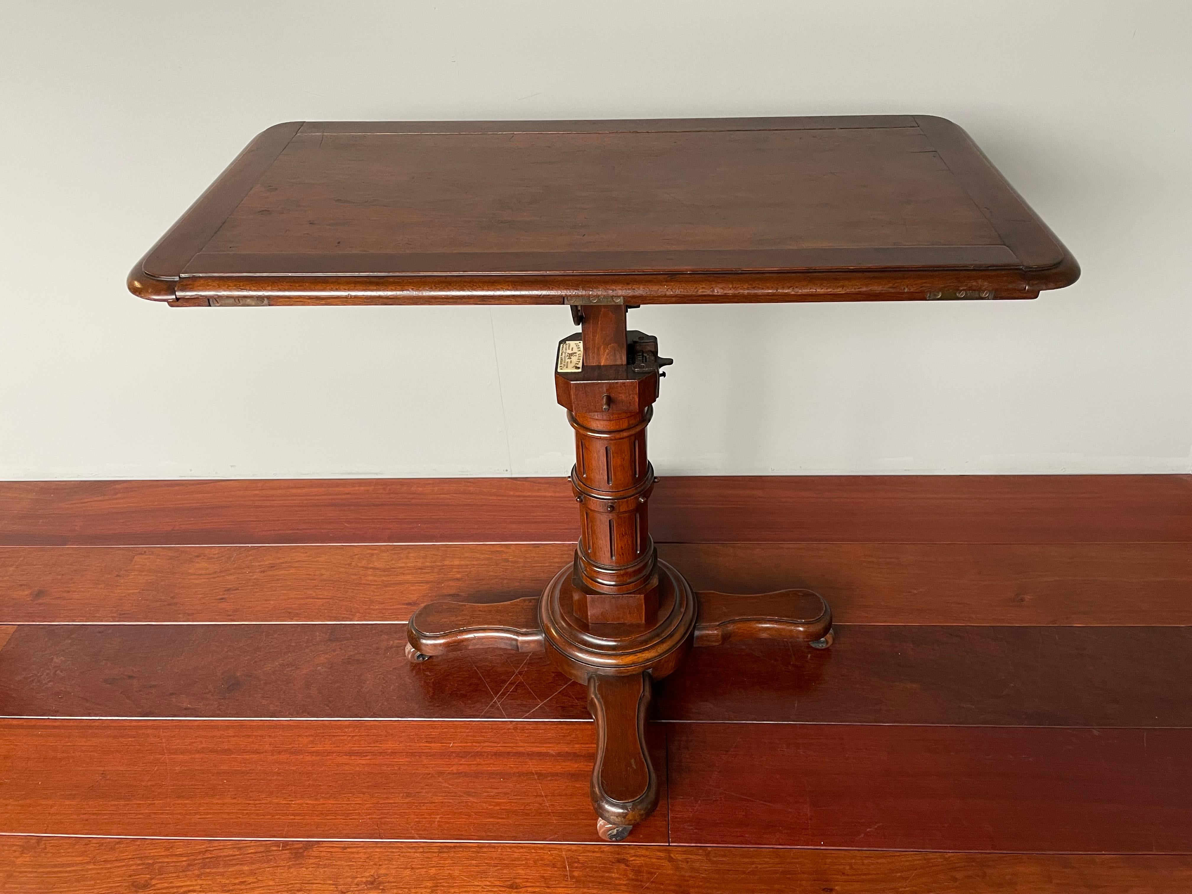 Antique Adjustable Victorian Reading Table / Side Table / Lectern by John Carter 10